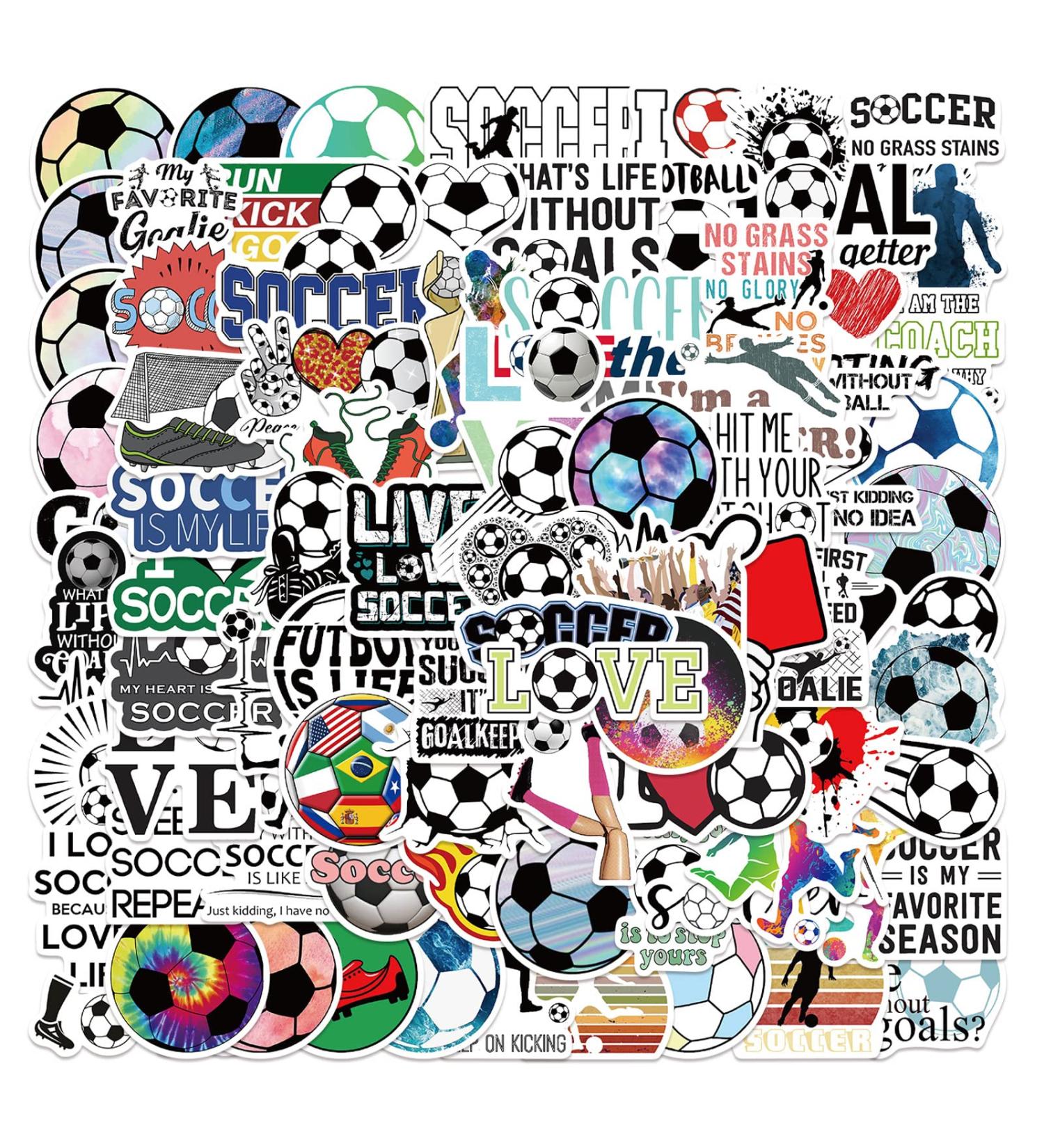100PCS Soccer Stickers - Soccer Gifts for Teen Girls & Boys - Water Bottle Decals - Soccer Party Favors - Buy Online on GoSupps.com