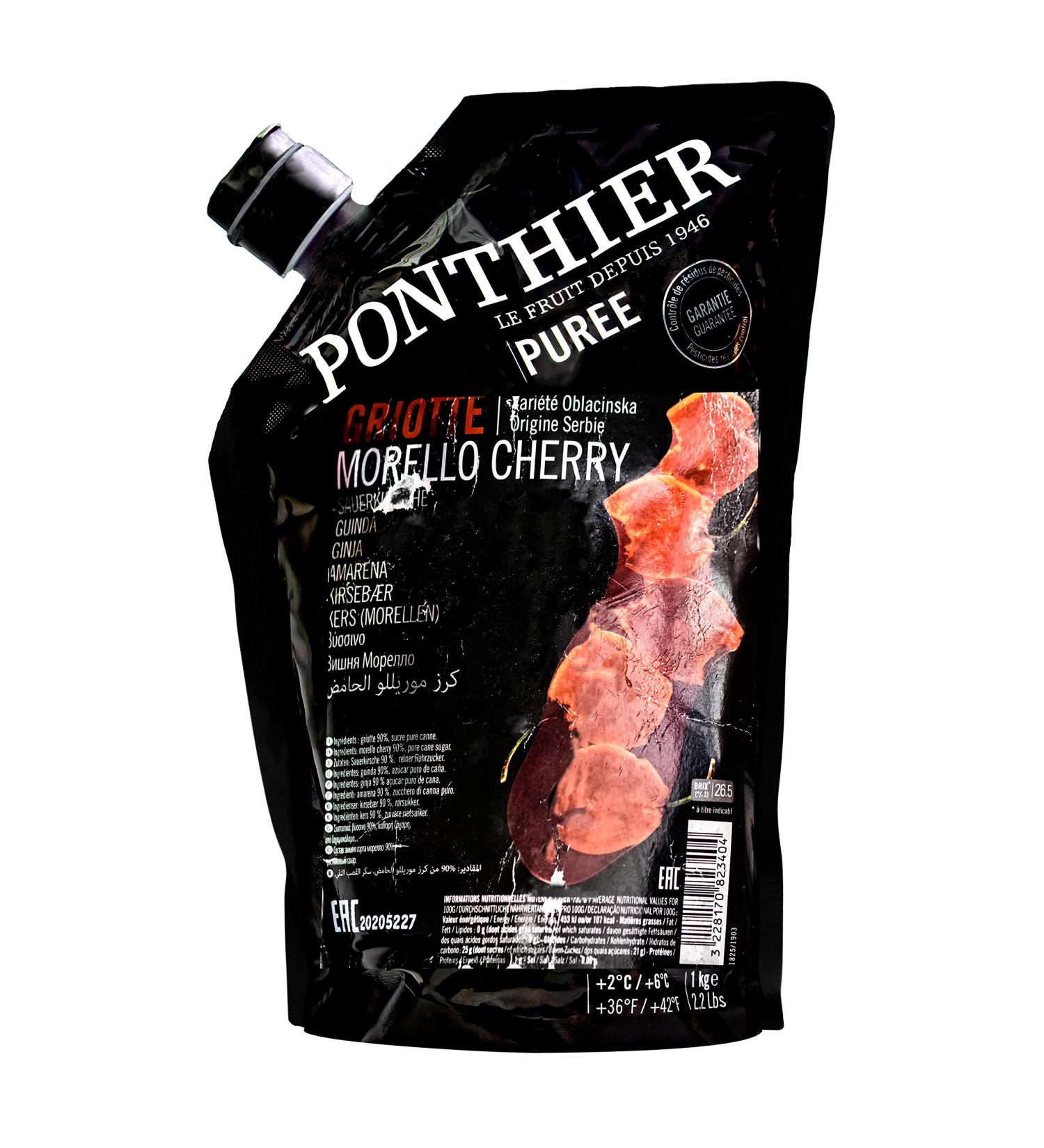 Food-United Cherries Puree Sauer Kirschen 4x1kg | Ponthier Fruit Smoothie Sorbet & Cocktail Mix | Premium Quality 4kg Puree - Buy Online on GoSupps.com