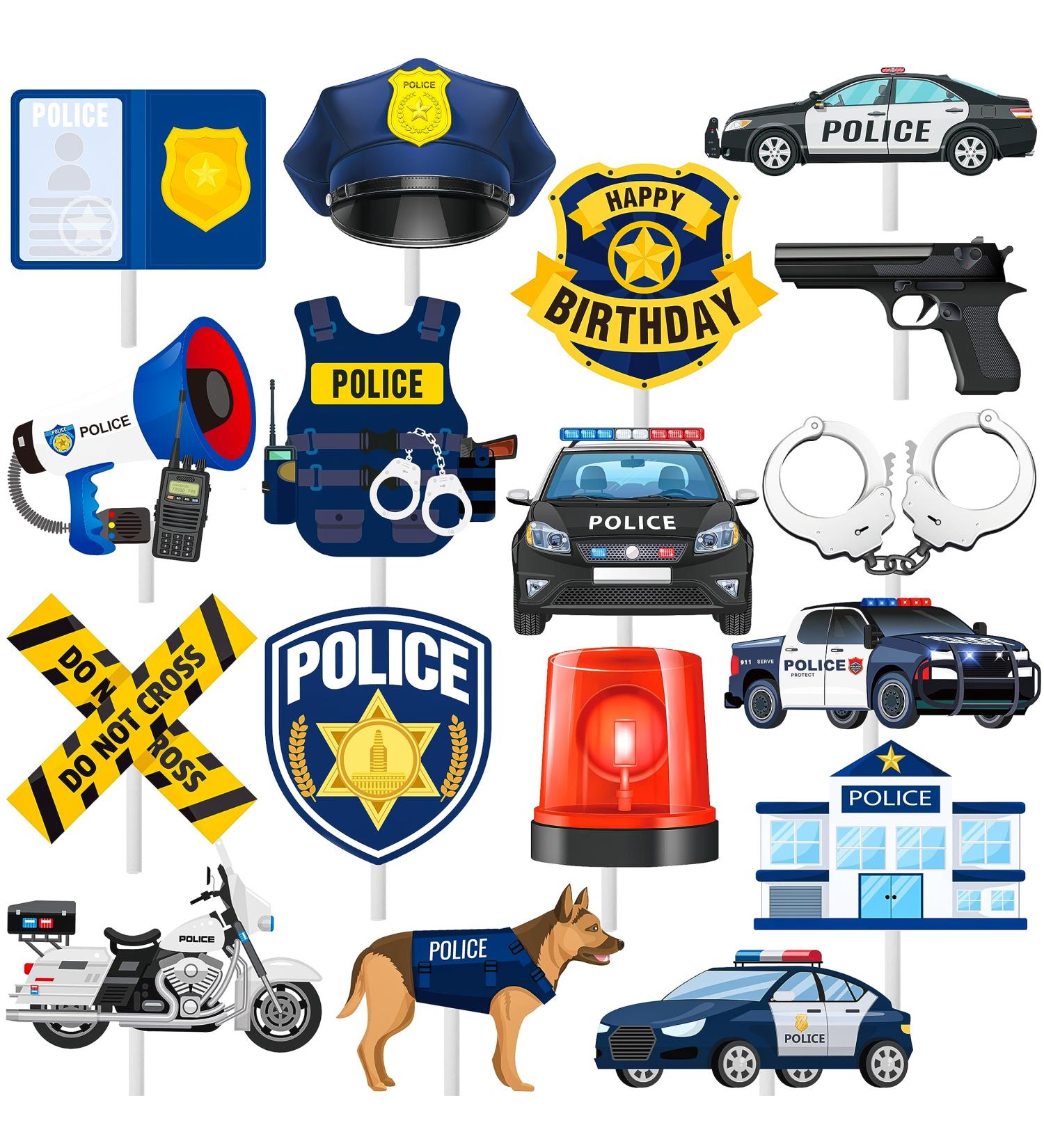 Police Cupcake Toppers 36Pcs Police Party Cupcake Picks Policeman Birthday Party Decoration Police Theme Cake Decorations for Police Officer Baby Shower Supplies - Buy Online on GoSupps.com