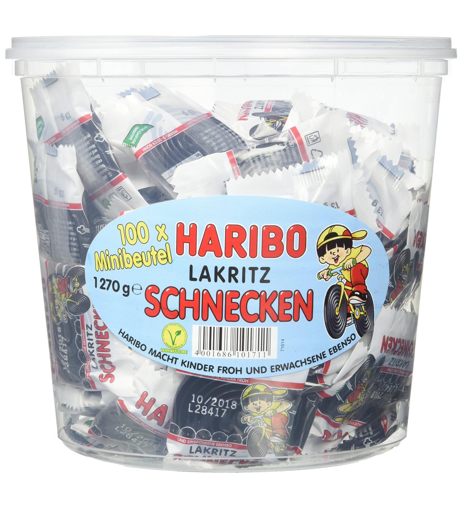 Buy Haribo Liquorice Snails - 100 Mini Bags (1 Pack 1.27 kg) | International Shipping Available - Buy Online on GoSupps.com