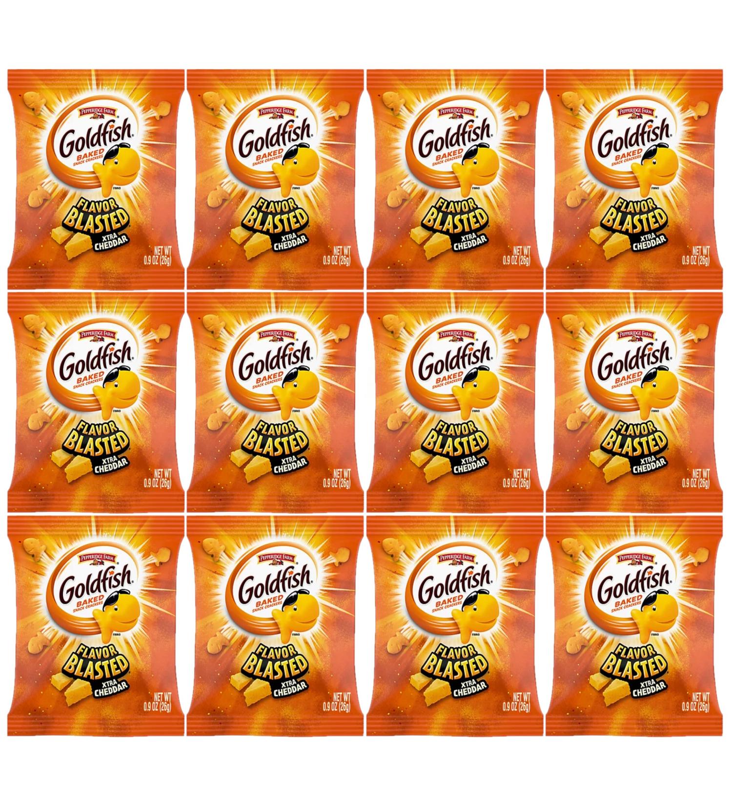 Goldfish Flavor Blasted Xtra Cheddar 0.9oz Pouches - Pack of 12 - Buy Online on GoSupps.com