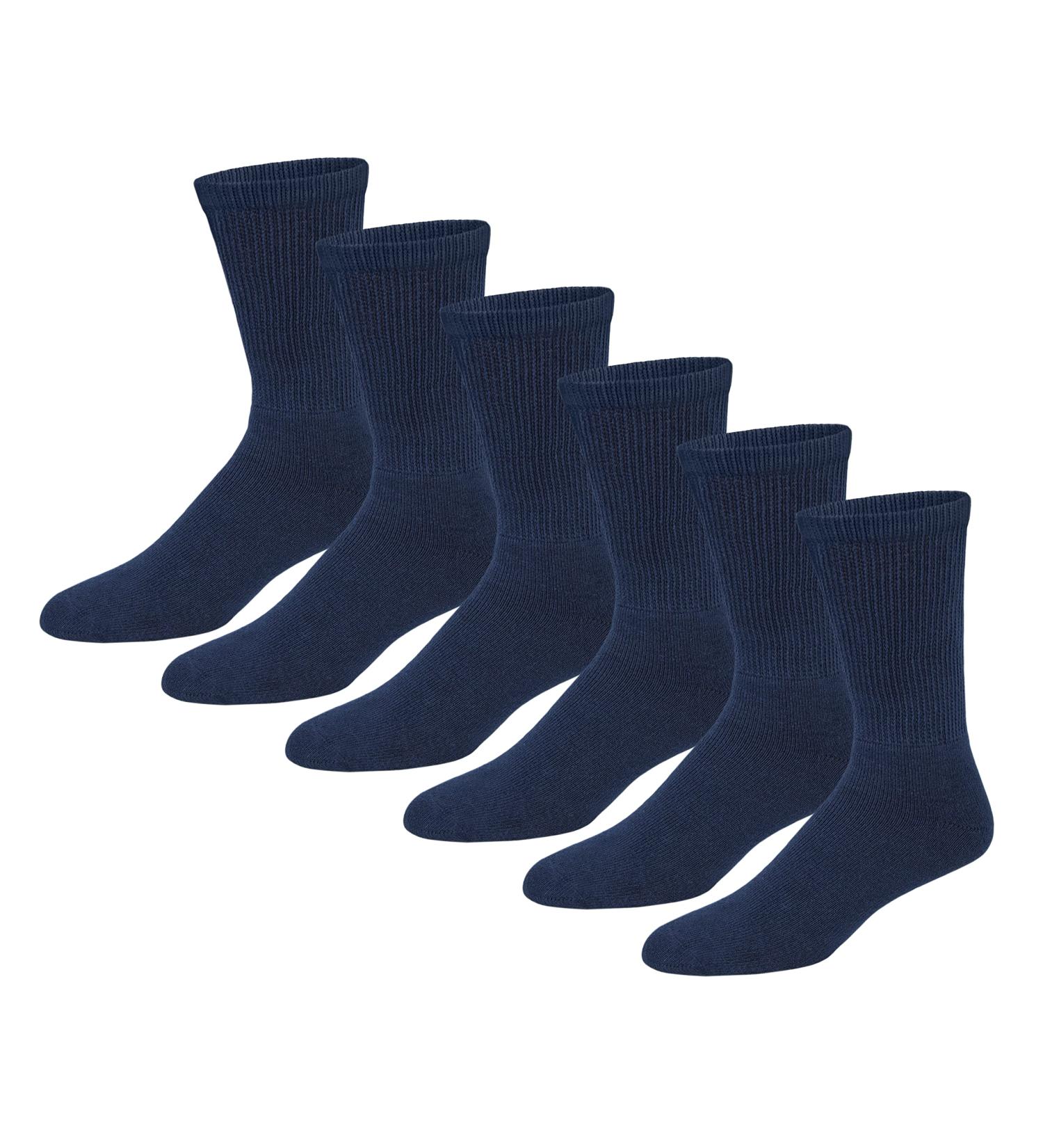 6 Pairs Women's Neuropathy Diabetic Stretchy Cotton Crew Socks (Shoe Size 6-10, Navy) - Buy Online on GoSupps.com