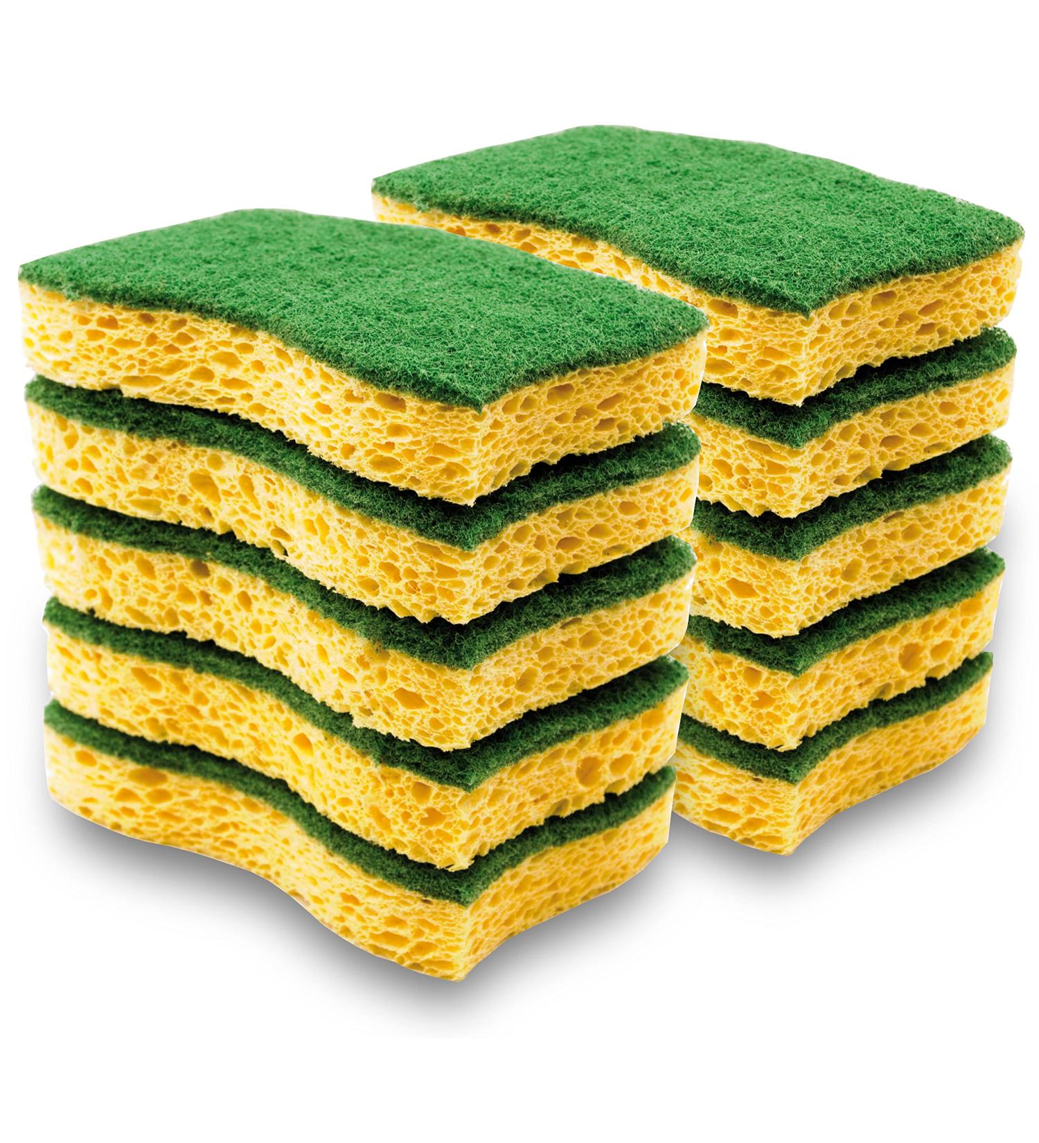 Squatch Pack of 10 Double-Sided Dishwashing Sponges | Ultra Absorbent Kitchen Cleaning & Scrubbing Sponges | Large Economy Pack - Buy Online on GoSupps.com