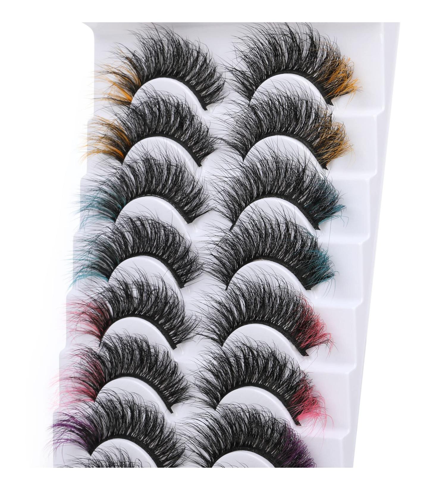 Colored Eyelashes Wispy Mink Lashes Natural Fluffy Cat Eye Lashes Strip 5D False Eyelashes 10 Pairs 5 Colors Eyelash Extension Pack by HeyAlice A-5 Colors - Buy Online on GoSupps.com