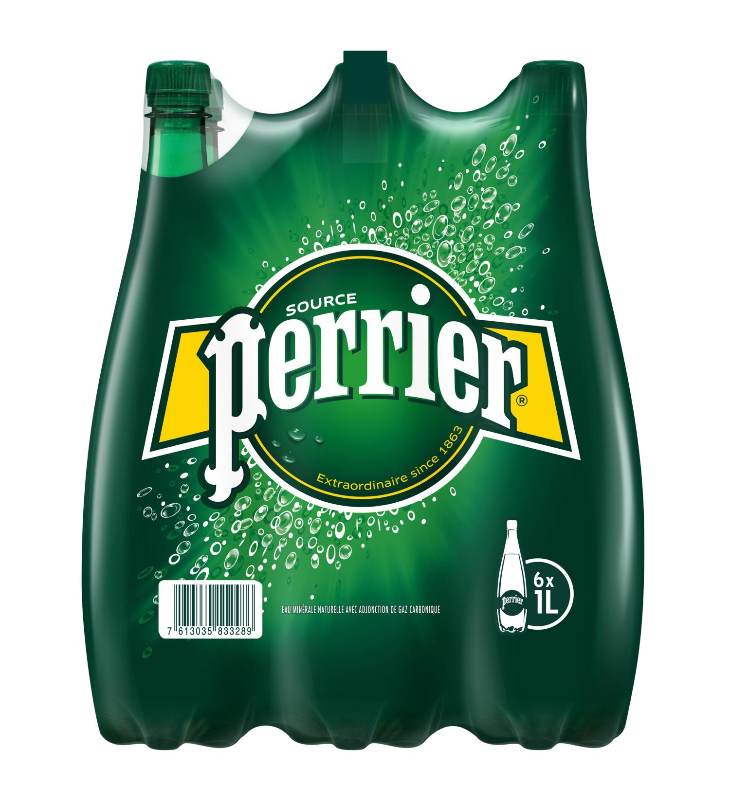 PERRIER Natural Sparkling Mineral Water 6x 1Lit. - natural carbonated mineral water