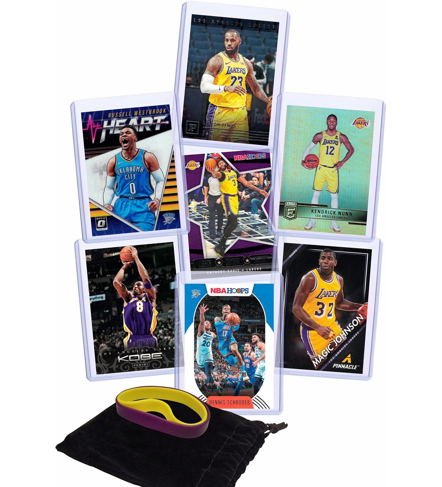 Los Angeles Lakers Cards: Lebron James  Kobe Bryant  Russell Westbrook  Anthony Davis  Kendrick Nunn  Dennis Schroder  Magic Johnson ASSORTED Trading Cards and Wristbands Bundle - Buy Online on GoSupps.com