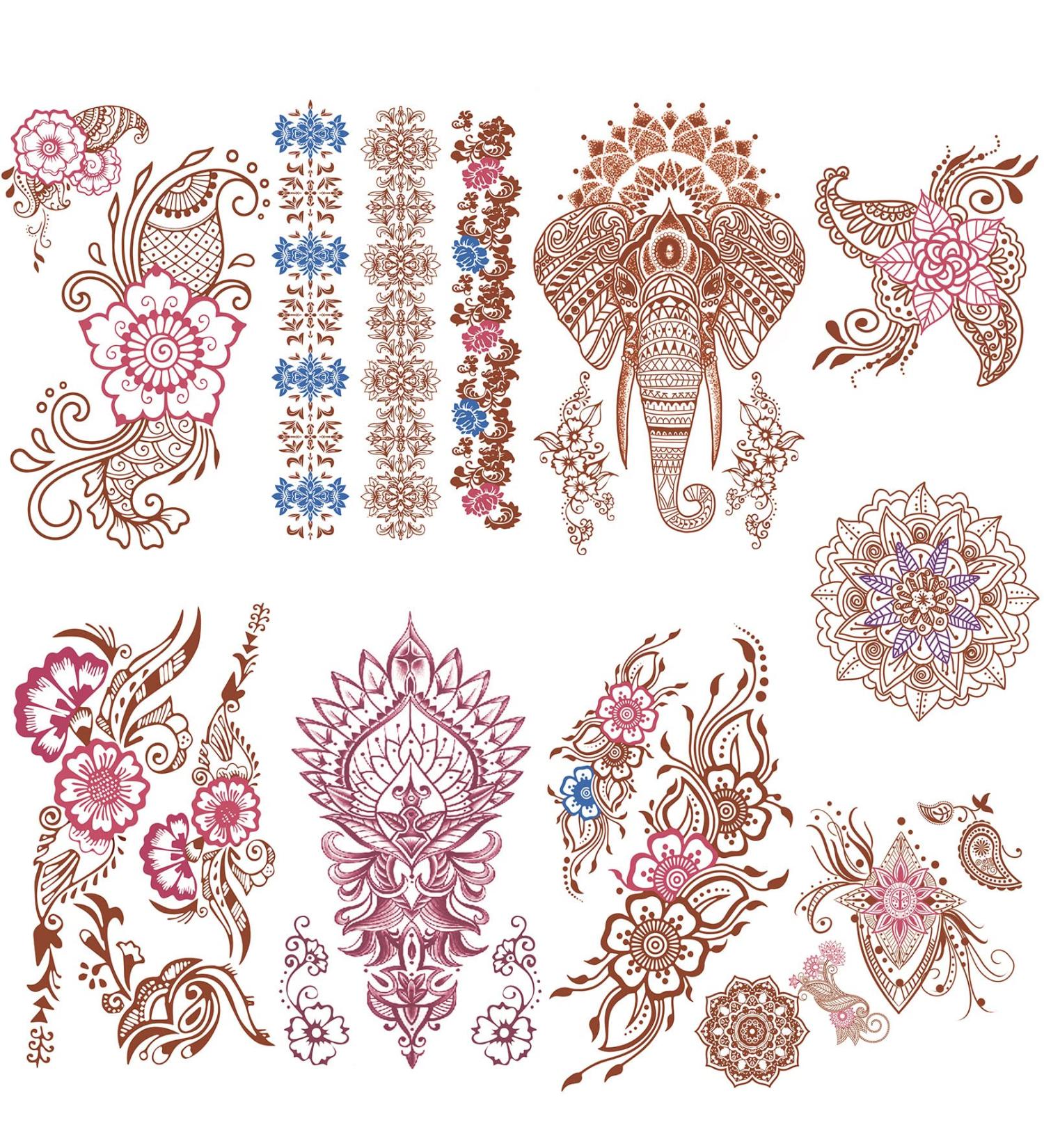 Aresvns Henna Tattoo Stickers - 9 Sheets, Waterproof Brown Designs for Women and Girls - Buy Online on GoSupps.com