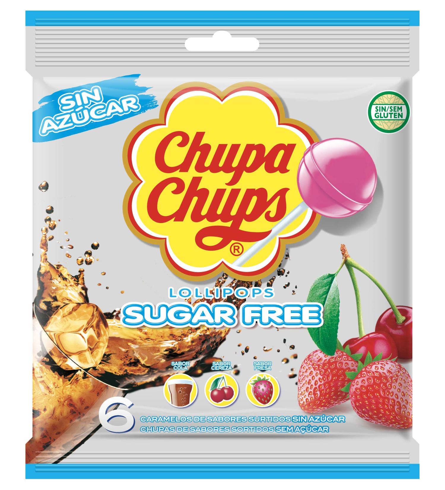  Chupa Chups Chupa Chups Sugar-Free Candies with Sticks Assorted Flavors 6 x 11g - Buy Online on GoSupps.com