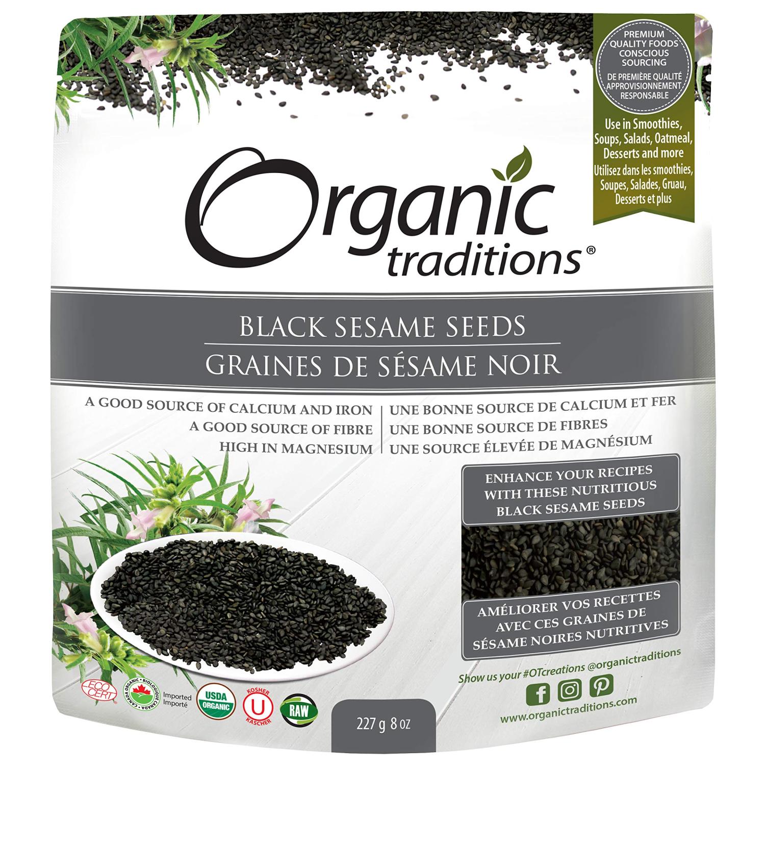 Organic Traditions Black Sesame Seeds 8 oz - High-Quality Superfood - Buy Online on GoSupps.com