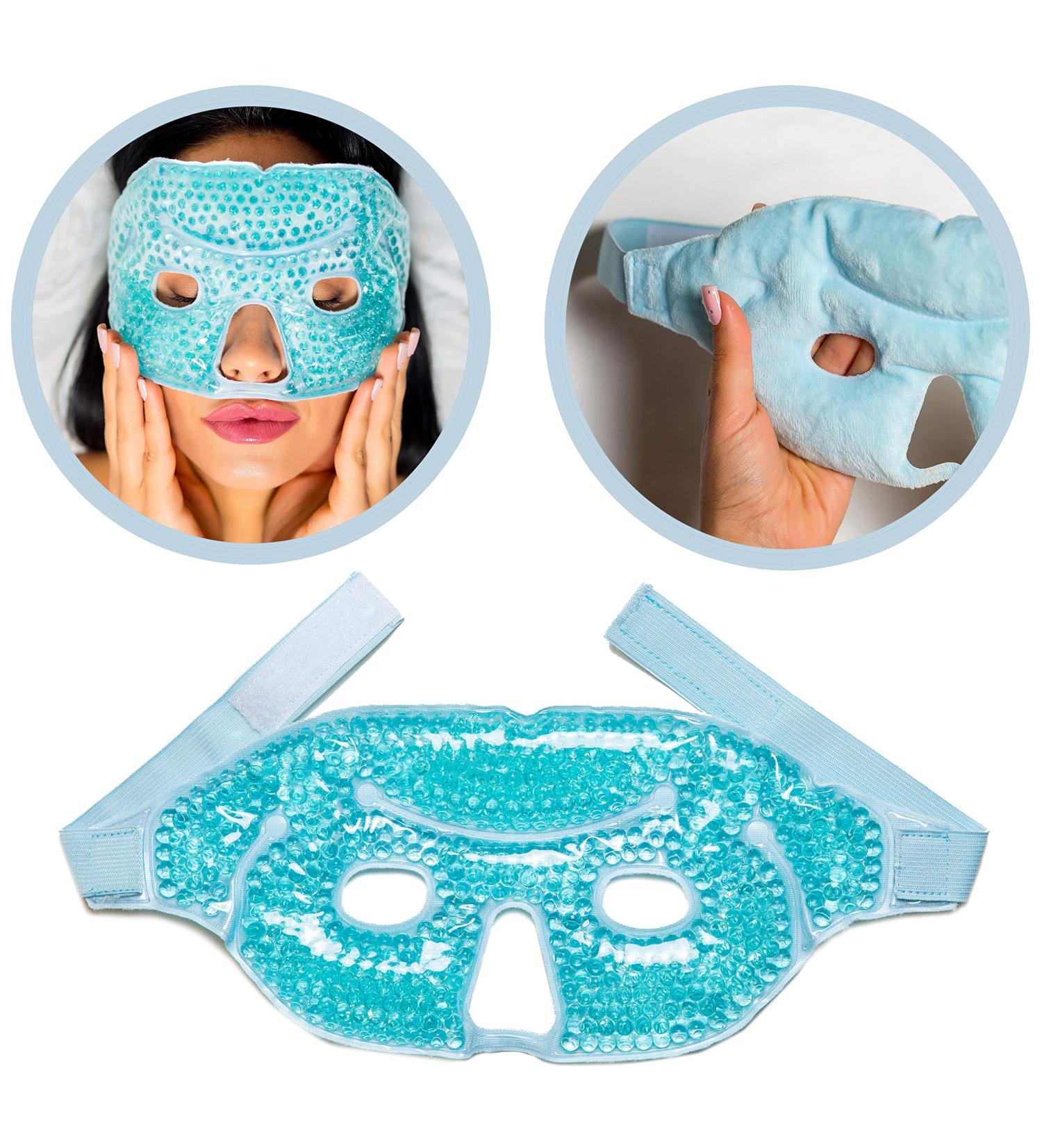 Hot Cold Therapy Gel Face Mask for Migraine Headache Relief - Ice Facial Mask for Stress and Pain Reduction - Reduce Puffiness and Dark Circles - Blue - Buy Online on GoSupps.com