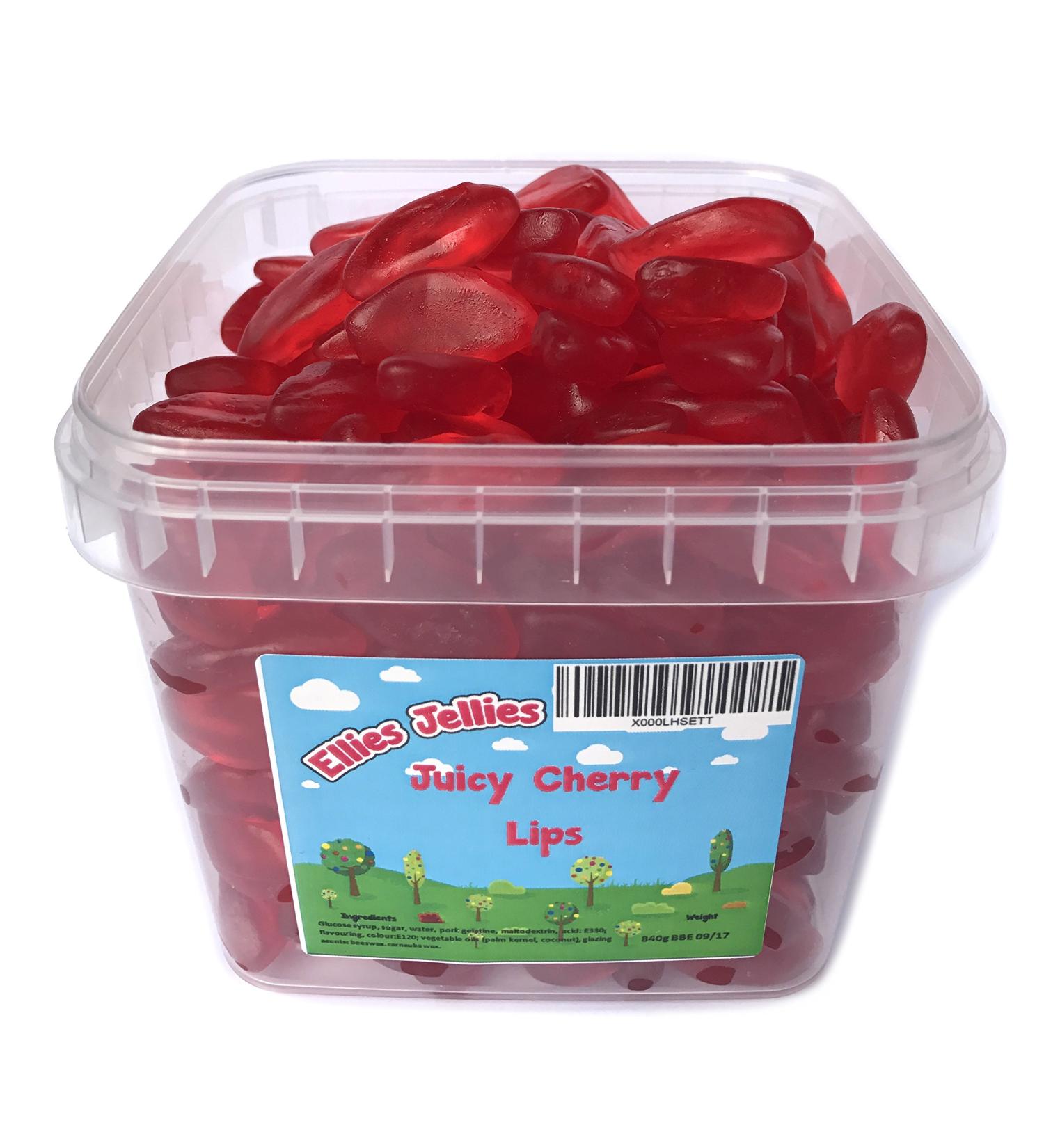 Ellies Jellies Juicy Cherry Lips 840g Square Tub