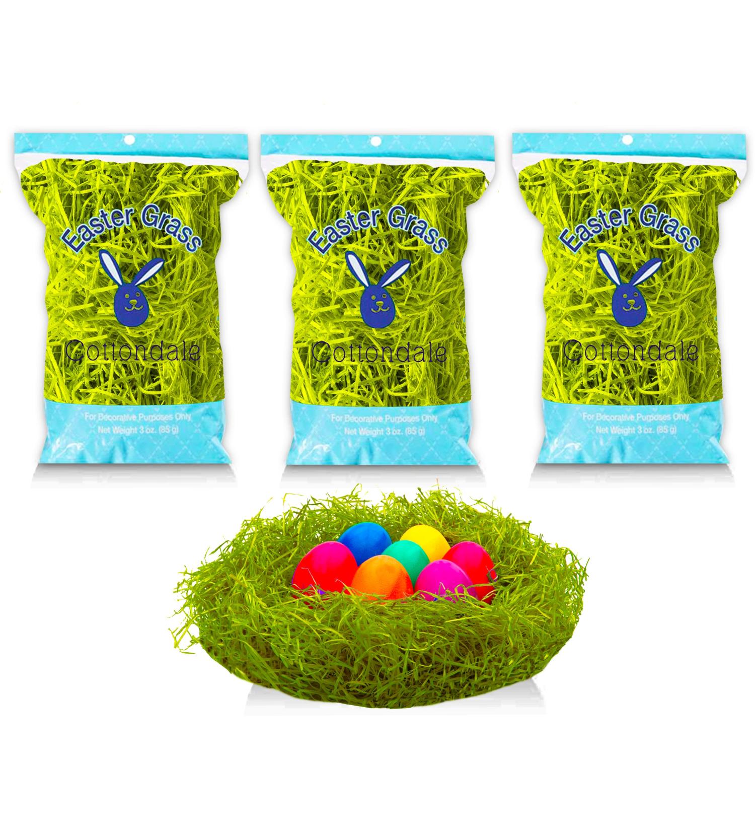 Green Raffia Grass Bundle for Easter Arts and Crafts  Easter Eggs  Basket Filler   1/2 lb. Premium Bulk Easter Decorations