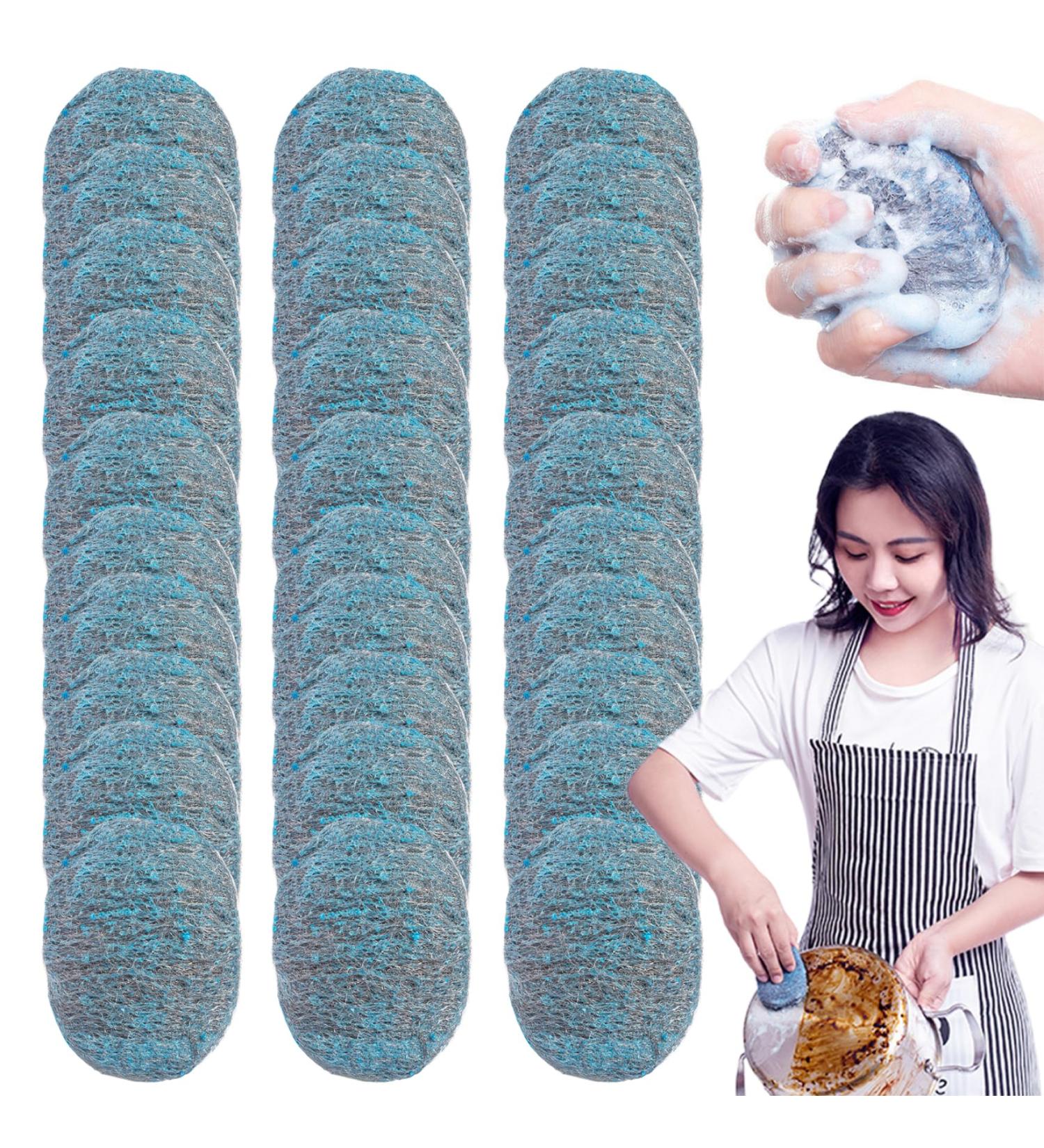 30PCS Steel Wool Pads Effective Cleaning Wire Wool Scrubber Reusable Dish Scrubber Absorbent & Rich Foam Steel Wool Soap Pads for Household Cleaning Kitchen Dishes & Metal Grills - Buy Online on GoSupps.com