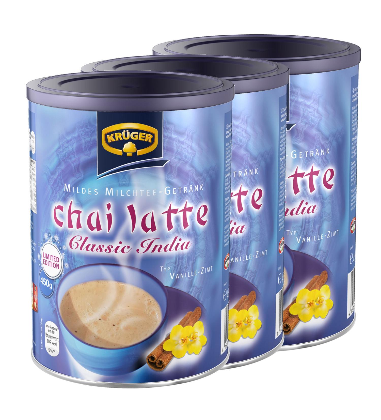 Kr ger Chai Latte Classic India Vanilla-Cinnamon - Instant Milk Tea Powder (Pack of 3) - 8971 333.33g - Buy Online on GoSupps.com