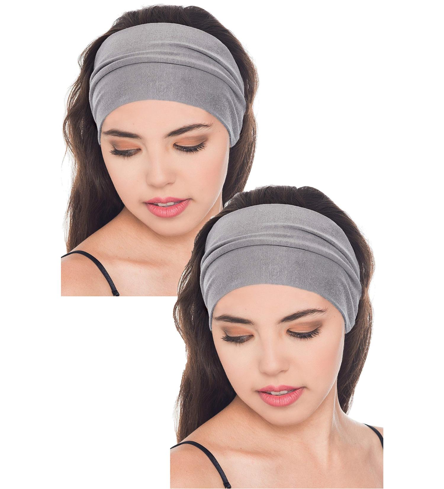 Buy 2 pcs Deresina Bamboo Cotton Extra Large Headband for Hair Loss & Alopecia | Stylish & Comfortable Gray Headbands - Buy Online on GoSupps.com