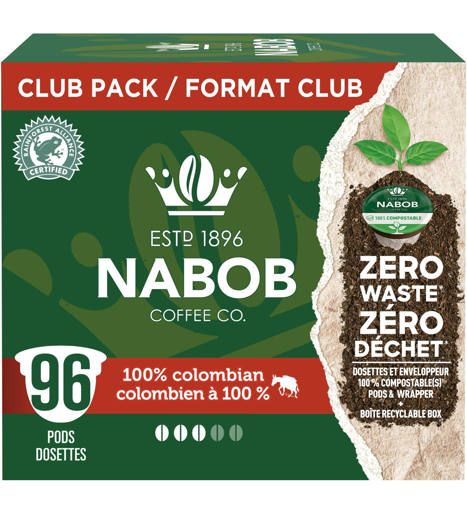 Nabob 100% Columbian Coffee Pods Club Pack (Pack of 96 Pods) 100 % Colombian 1 count (Pack of 96) - Buy Online on GoSupps.com