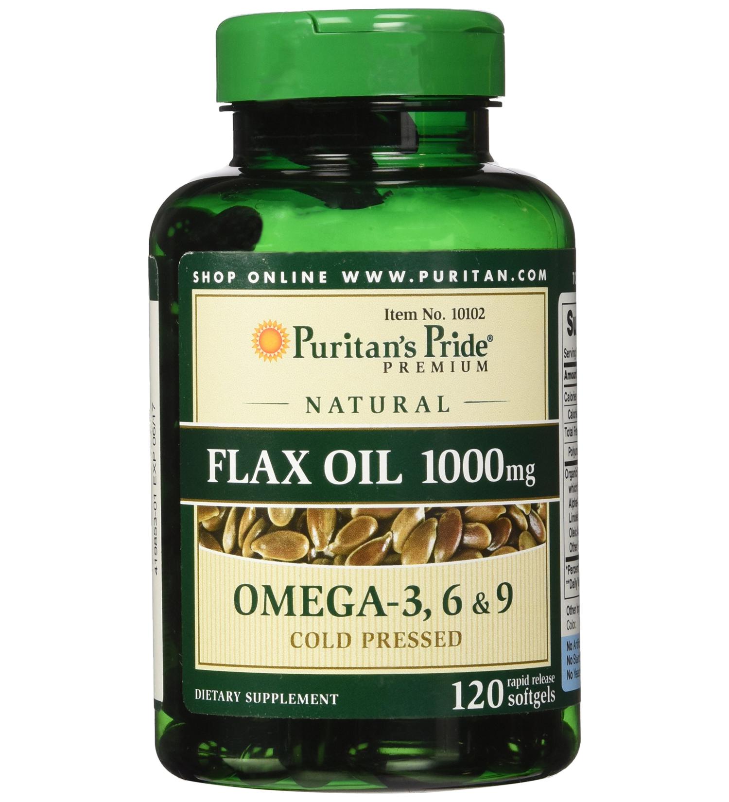 Puritan's Pride Flax Oil 1000mg - 120 Rapid Release Softgels - Buy Online on GoSupps.com