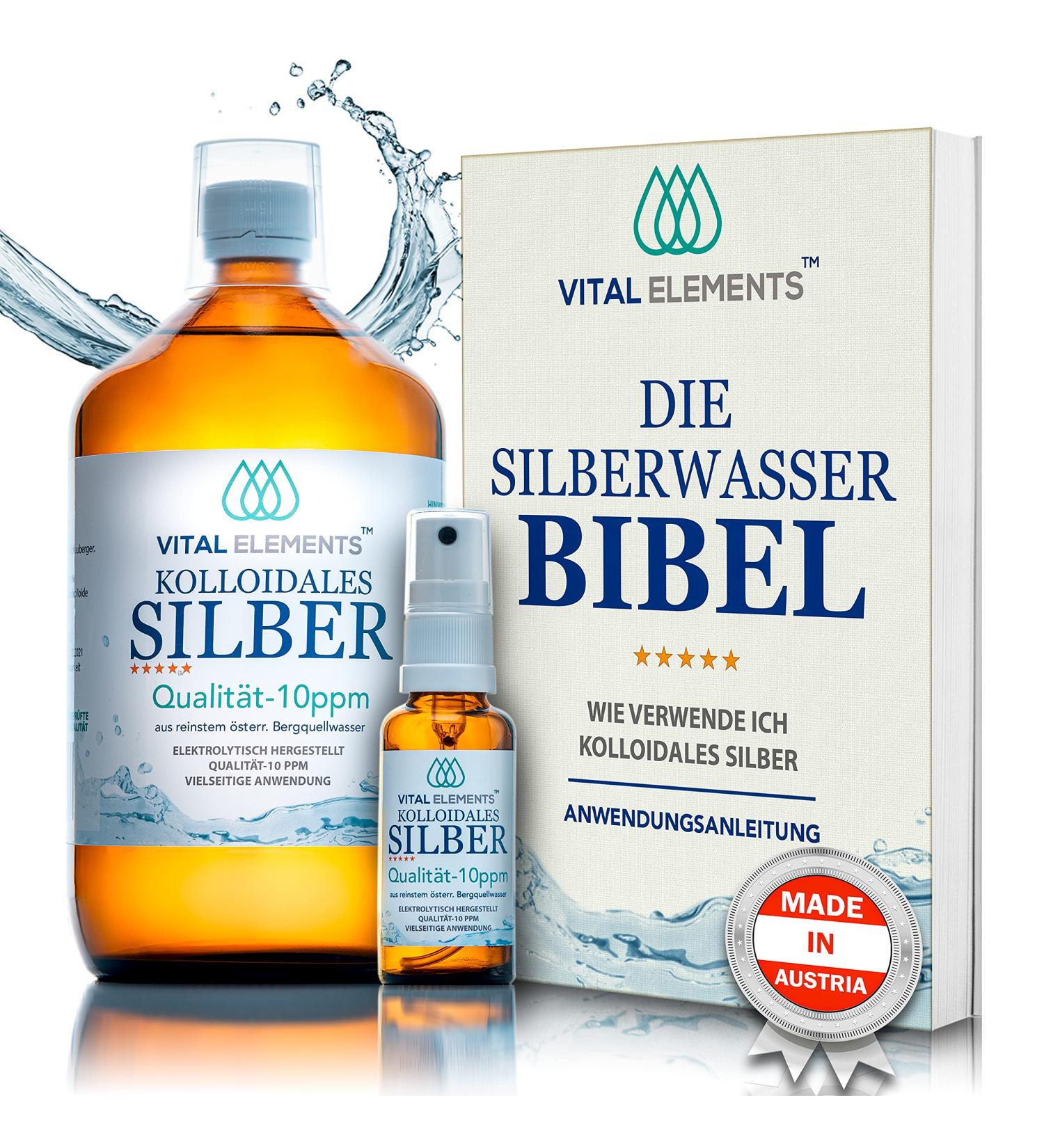 Colloidal Silver Water 1000ml | 10 ppm High Dose in Brown Glass Bottle | Free 30ml Spray & E-Book | International Shipping - Buy Online on GoSupps.com