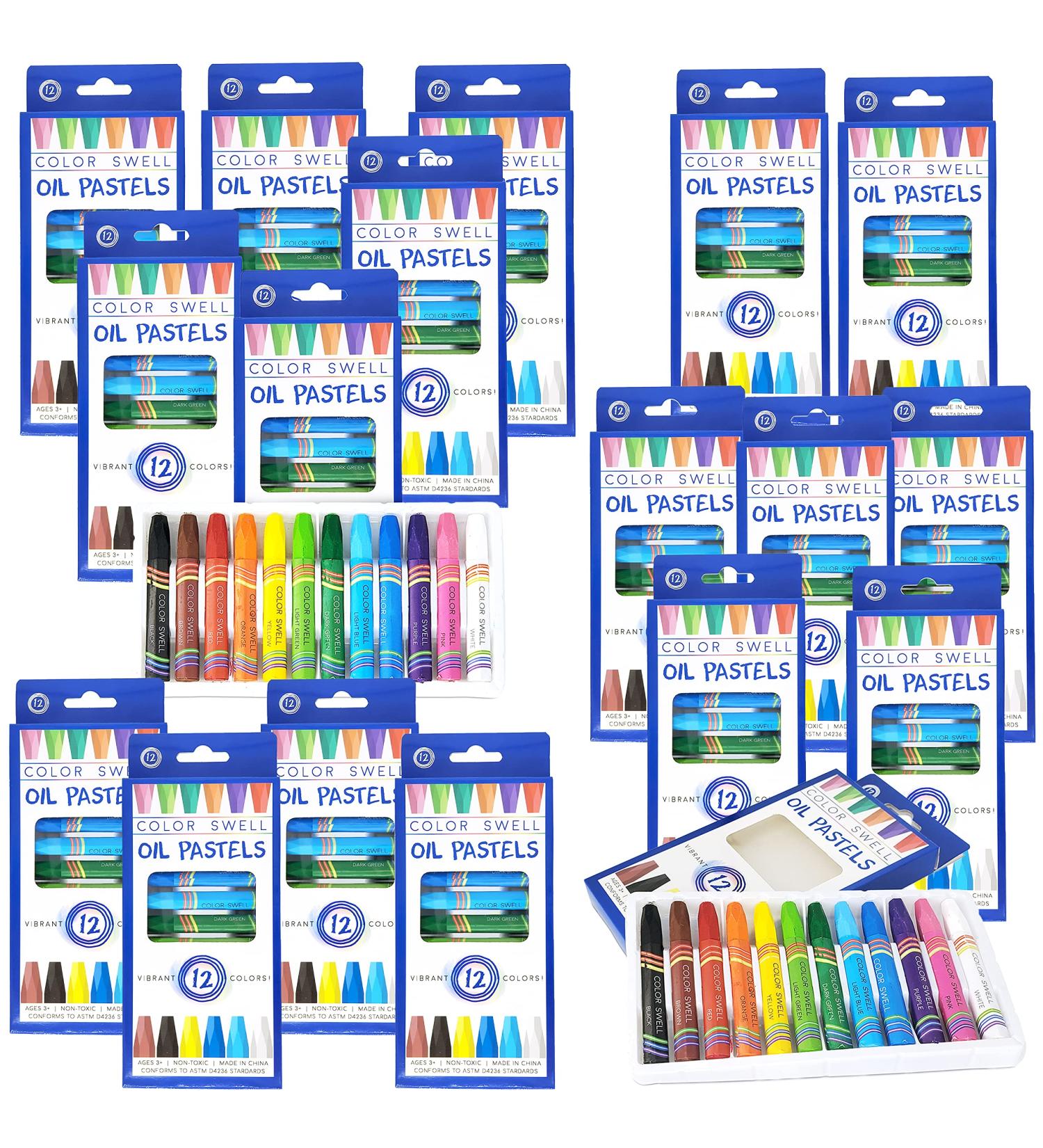Color Swell 18 Packs of Bulk Oil Pastels with 12 Oil Pastels Per Pack (216 in total) Vibrant Colors Teacher Quality Durable for Groups Classrooms Party Favors - Buy Online on GoSupps.com