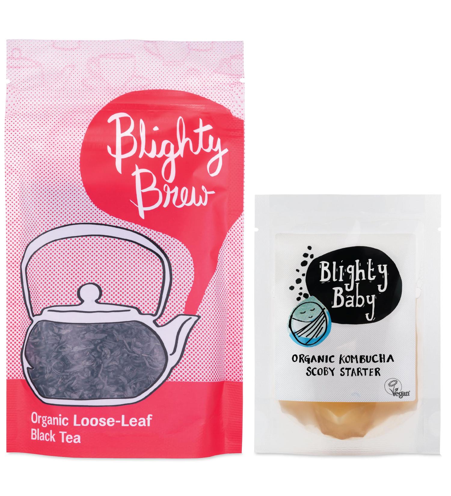 Organic Kombucha Starter Kit with SCOBY Fluid and Orange Pekoe Tea - Buy Online on GoSupps.com