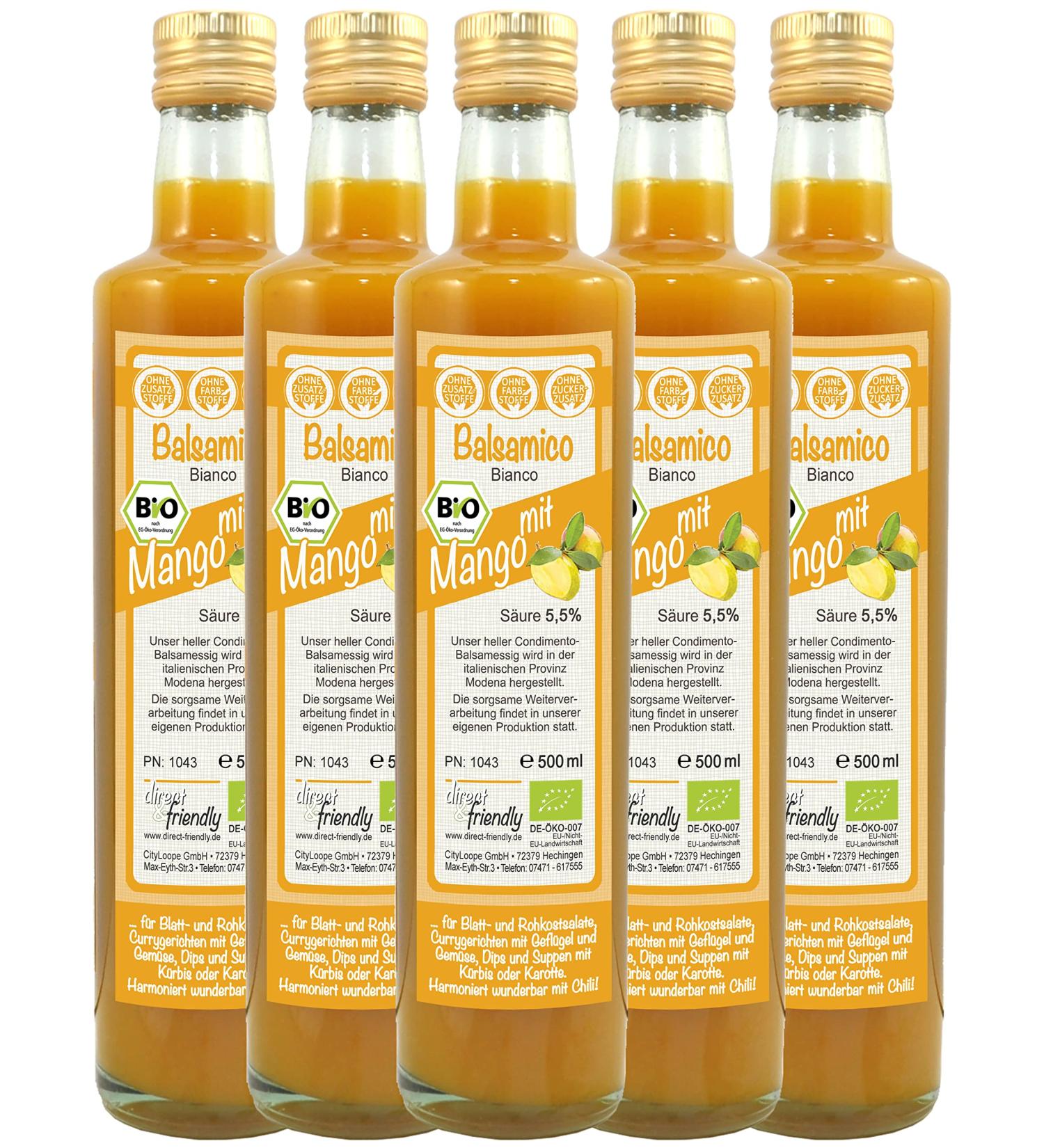 Organic Mango Vinegar - Fruity Balsamic Condiment (5 x 500ml) | Direct & Friendly - International Shipping - Buy Online on GoSupps.com