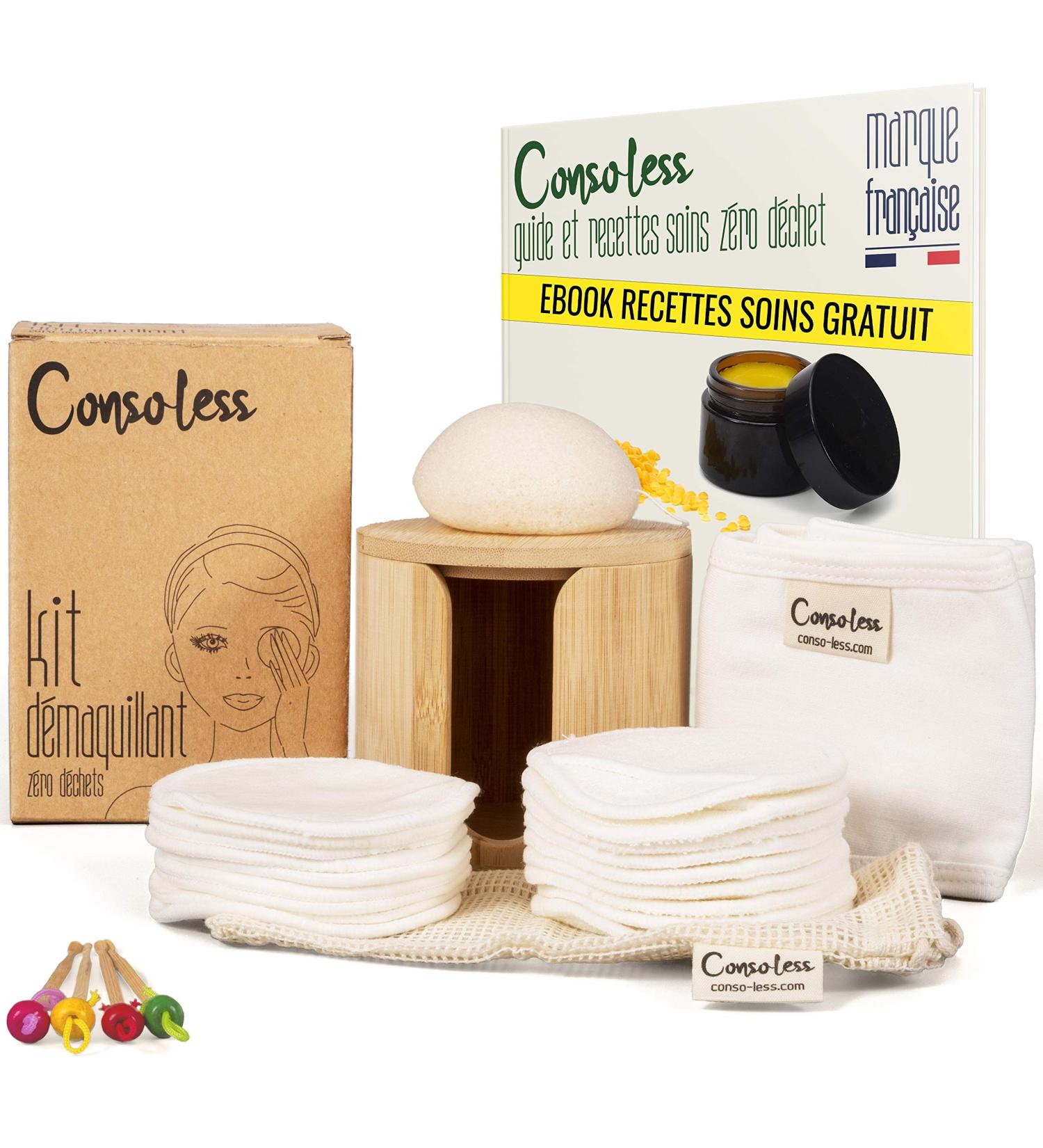 CONSOLESS Zero Waste Face Makeup Remover Kit 18 Washable OEKO TEX Cotton Pads/Disks Konjac Cleansing Sponge Washing Net Hair Band 4 Reusable Ear Cleaners Bamboo Box + EBOOK Women's Gift - Buy Online on GoSupps.com