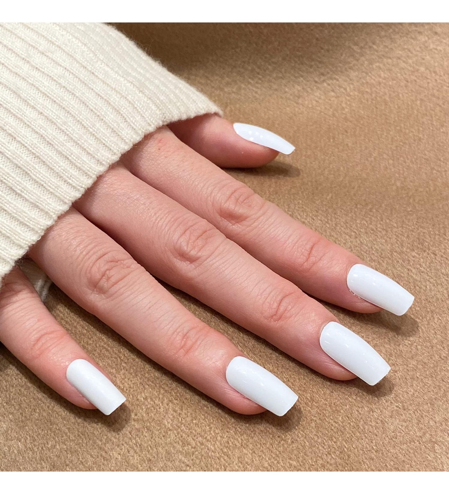 Buy Novo Ovo White Holographic Press-On Nails - Angular Artificial Fingernails with Glue | International Shipping Available - Buy Online on GoSupps.com