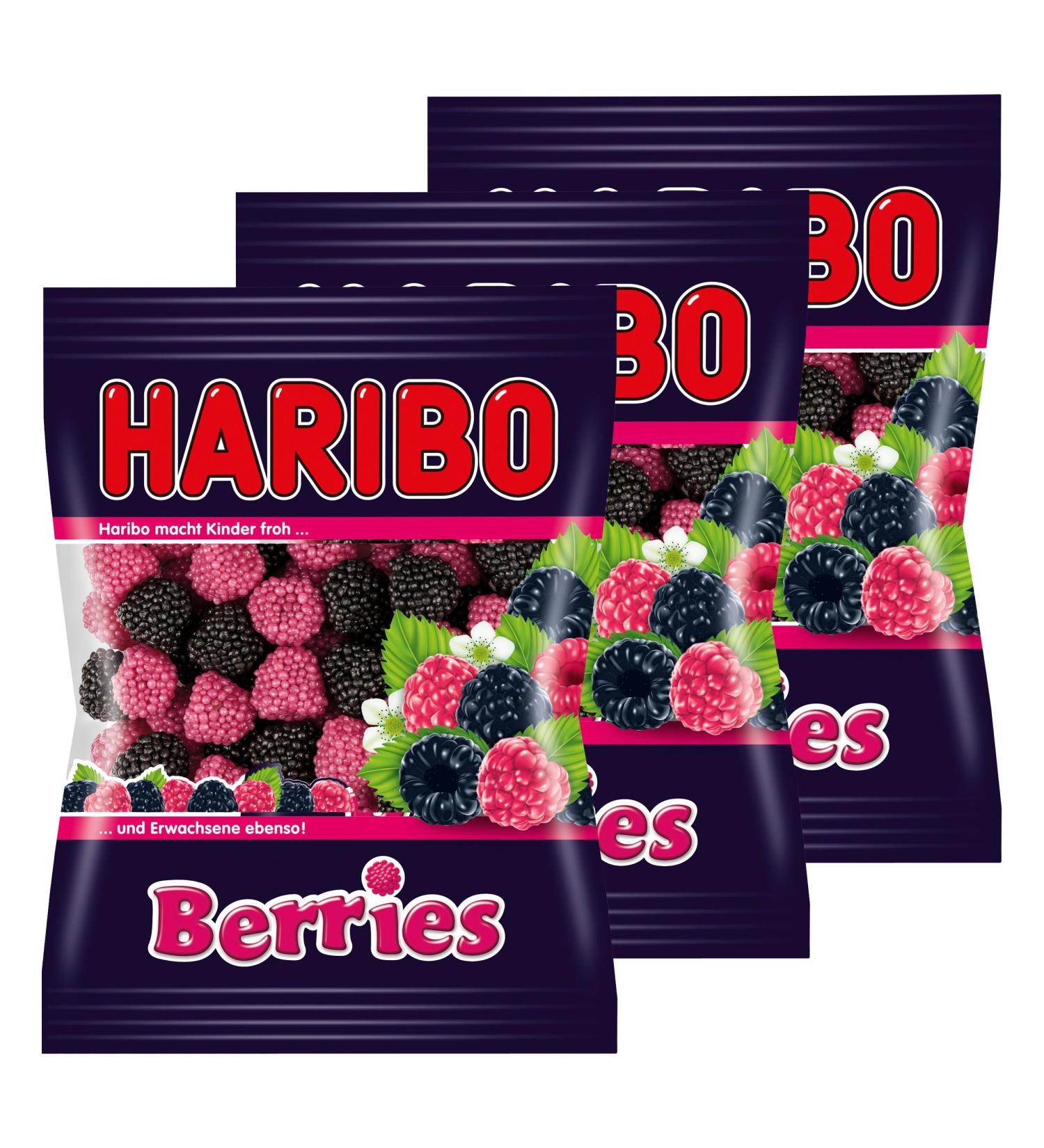 Haribo Berries Lot de 3 caoutchouc Babyours Vin en caoutchouc Fruit caoutchouc en sachet Pochette - Buy Online on GoSupps.com