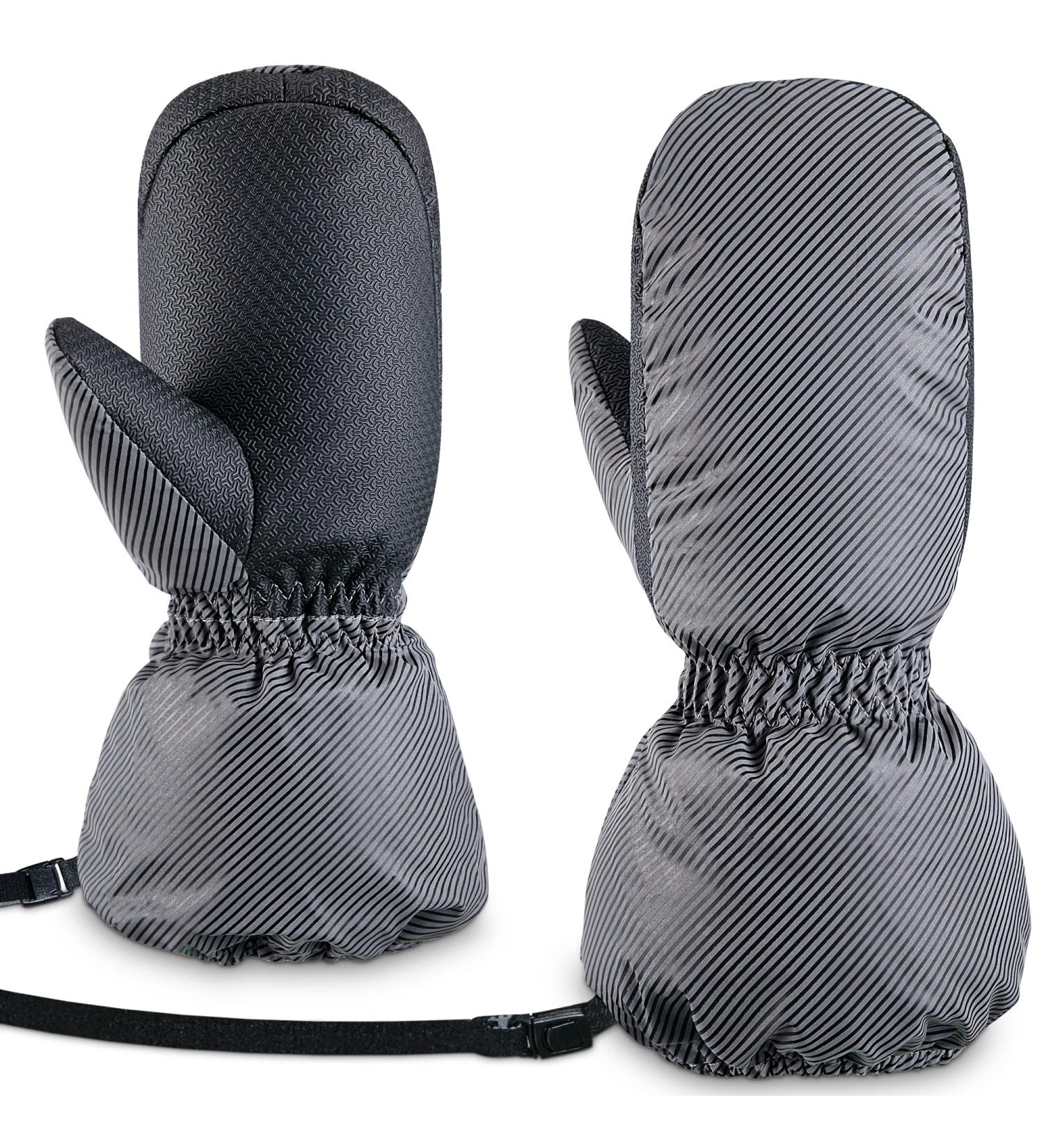 Thxtoms 2022 Kids Ski Gloves | Windproof Waterproof Fleece | Reflective & Warm | Perfect for Girls 4-13 | Black Stripes - Buy Online on GoSupps.com