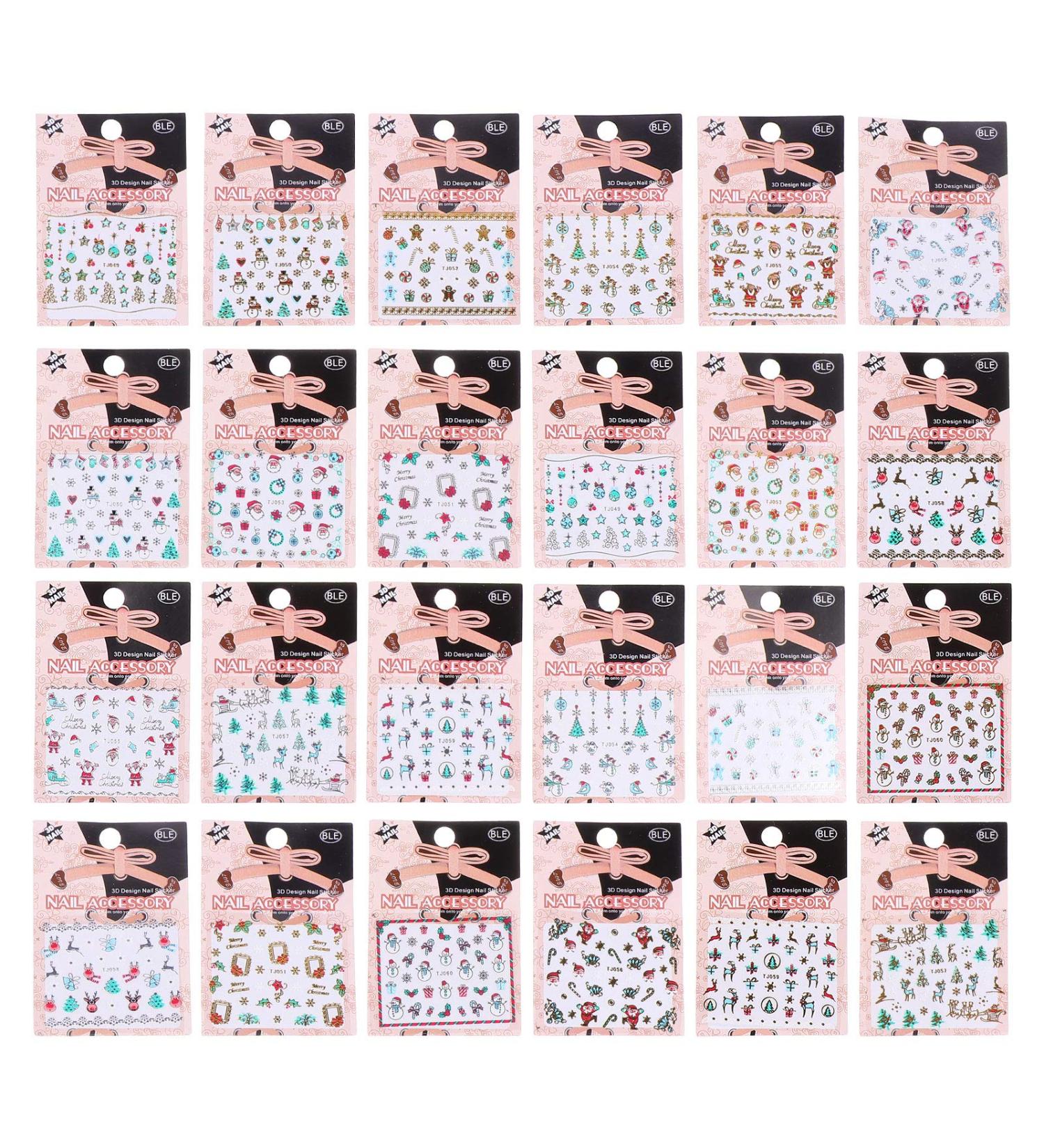 24 Sheets Christmas Nail Stickers Xmas Nail Art Sticker Santa Nail Stickers Holiday Full Nail Stickers Reindeer Nail Stickers Nativity Stickers Nail Patch False Nails 3d Manicure - Buy Online on GoSupps.com