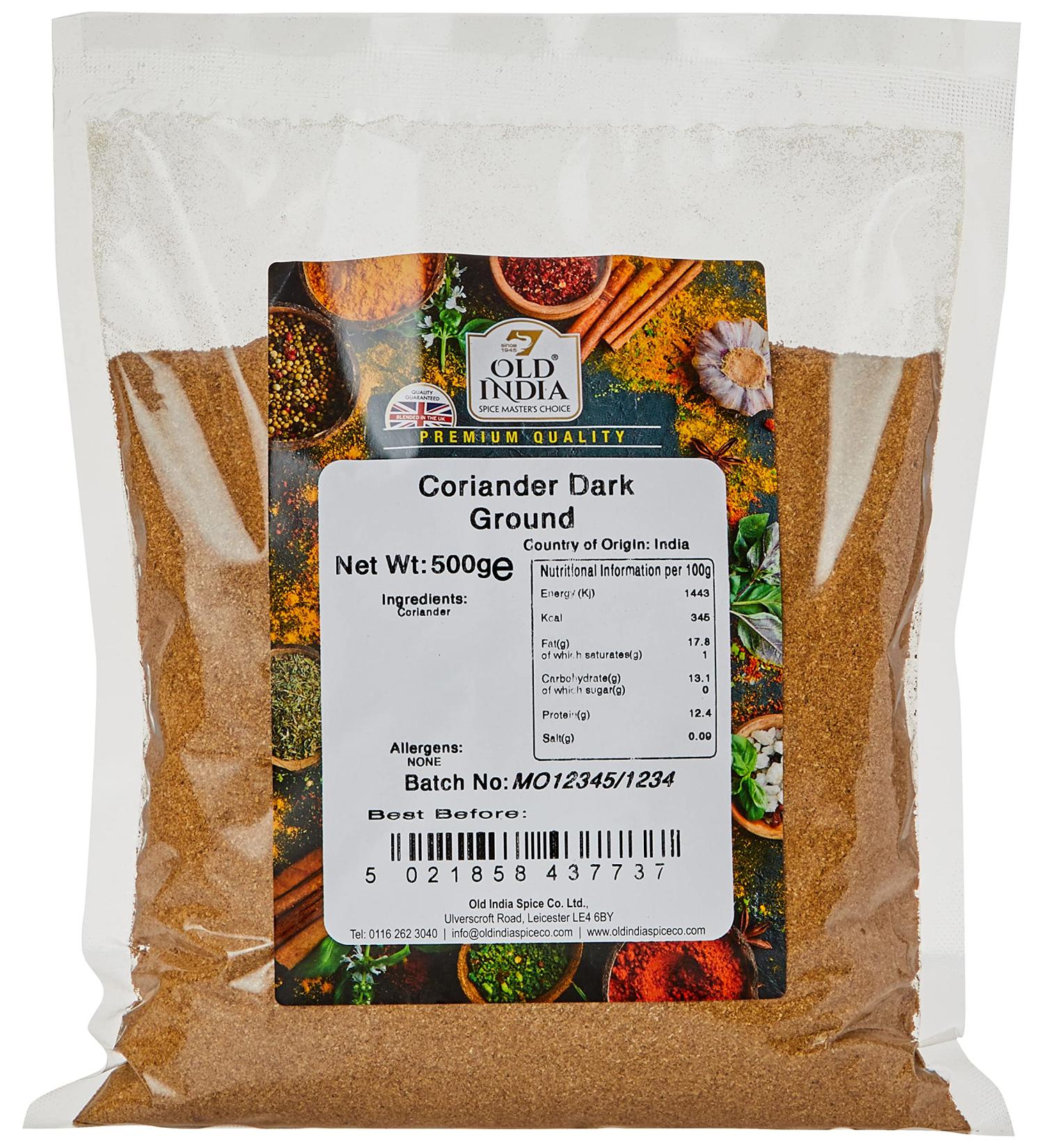 Old India Coriander Dark Ground 500g - Finely Ground Coriander Spice - 500 g Pack - Buy Online on GoSupps.com