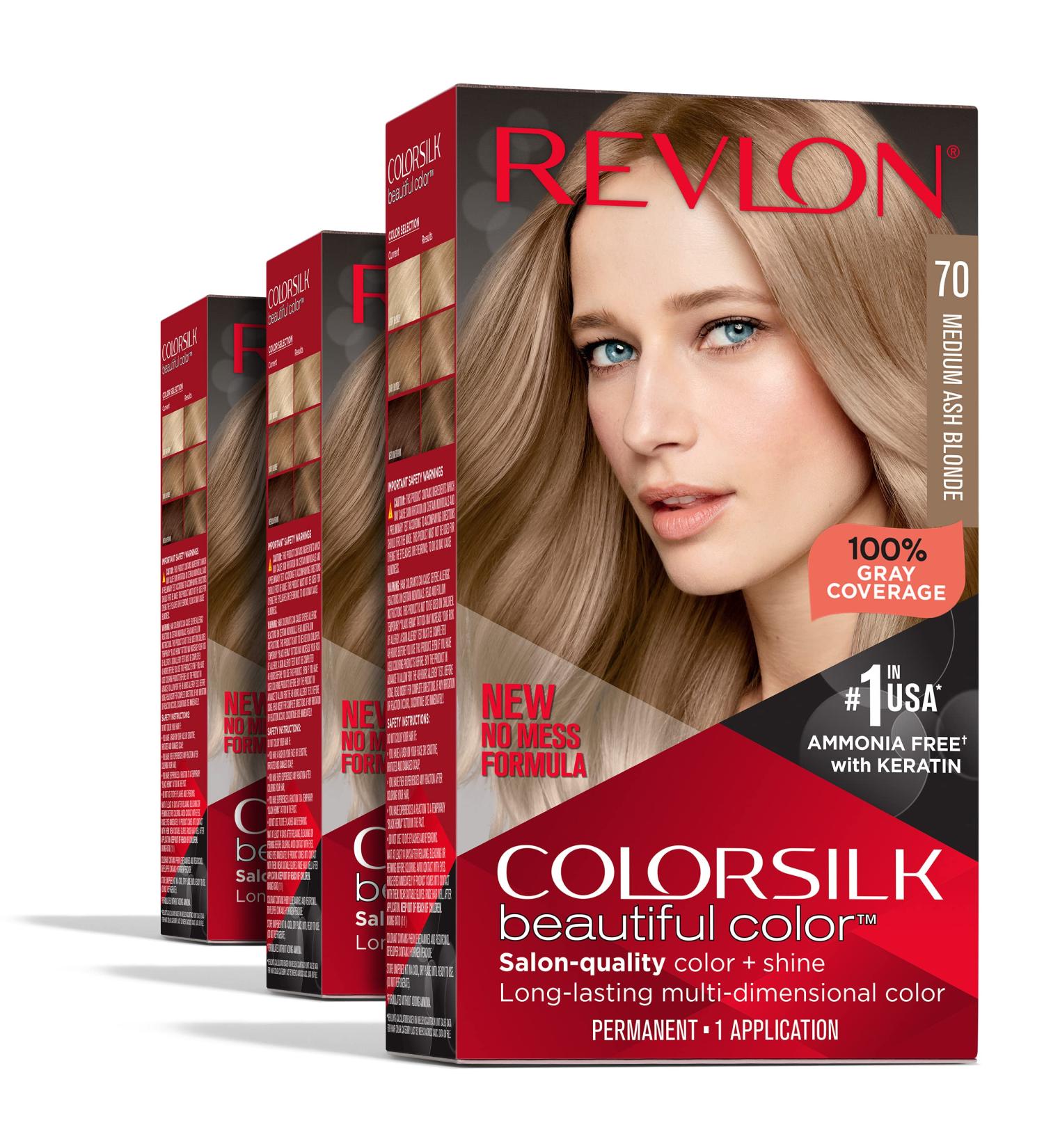 Revlon Colorsilk Permanent Hair Color - Pack of 3, Medium Ash Blonde with Ammonia-Free Formula & Gray Coverage - Buy Online on GoSupps.com