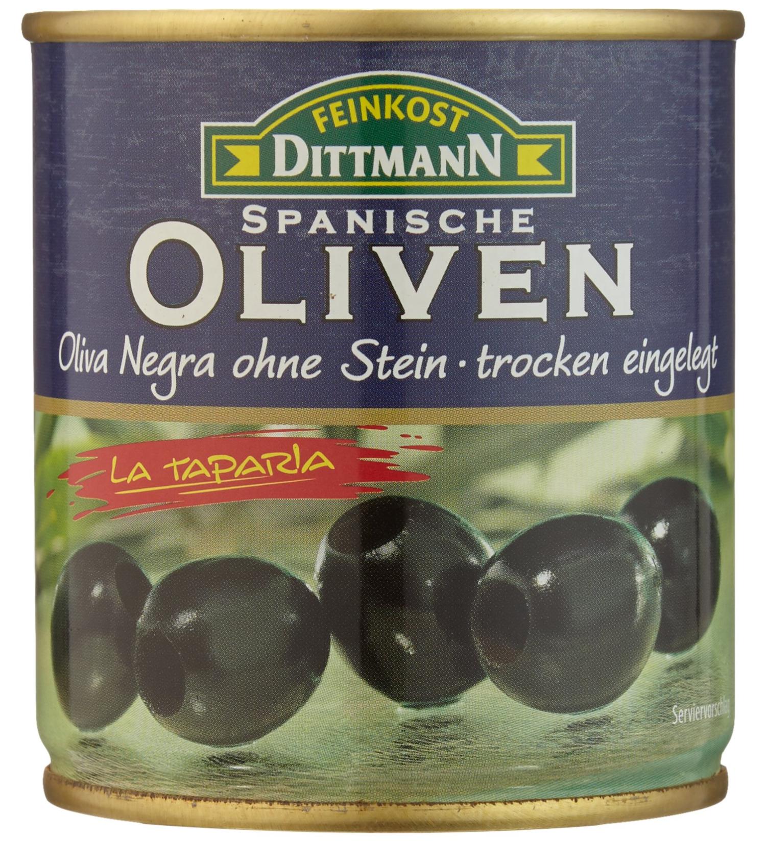 Feinkost Dittmann Black Olives Dry without Stones - 8 x 85g - Premium Quality Gourmet Snack for International Shipping - Buy Online on GoSupps.com