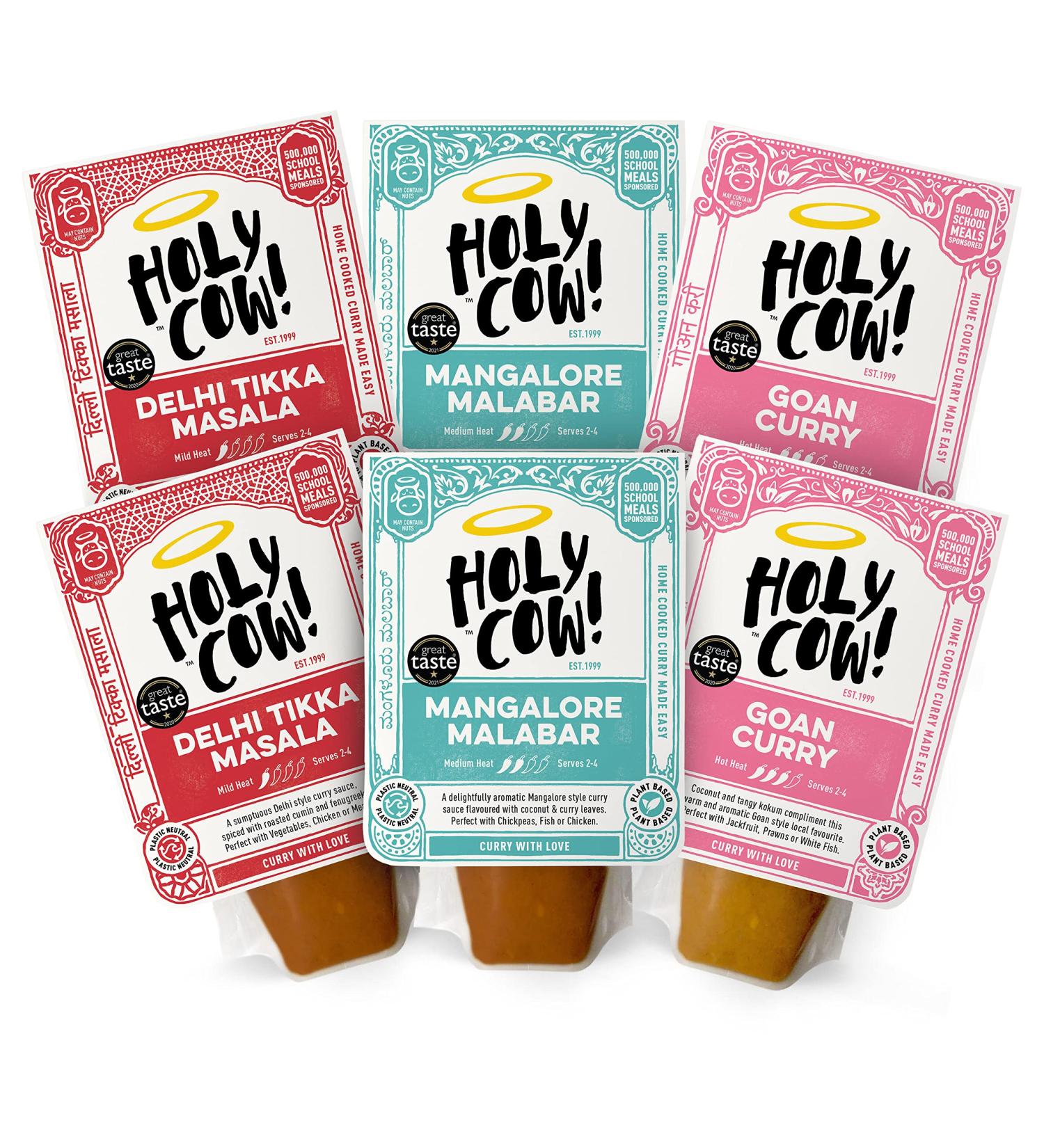  Holy Cow Holy Cow! Curry Sauces Vegan Curry Sauces Selection 250g (Pack of 6) - Buy Online on GoSupps.com