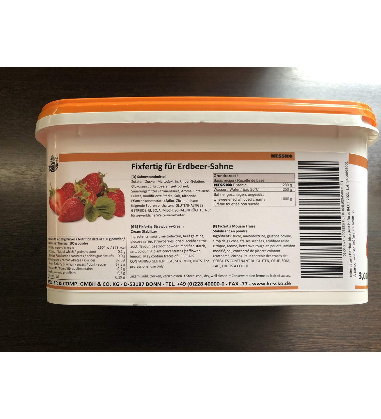 Strawberry Kessko cream stock 900 g cream stand cream stiffener cream 0.9 kg (strawberry)