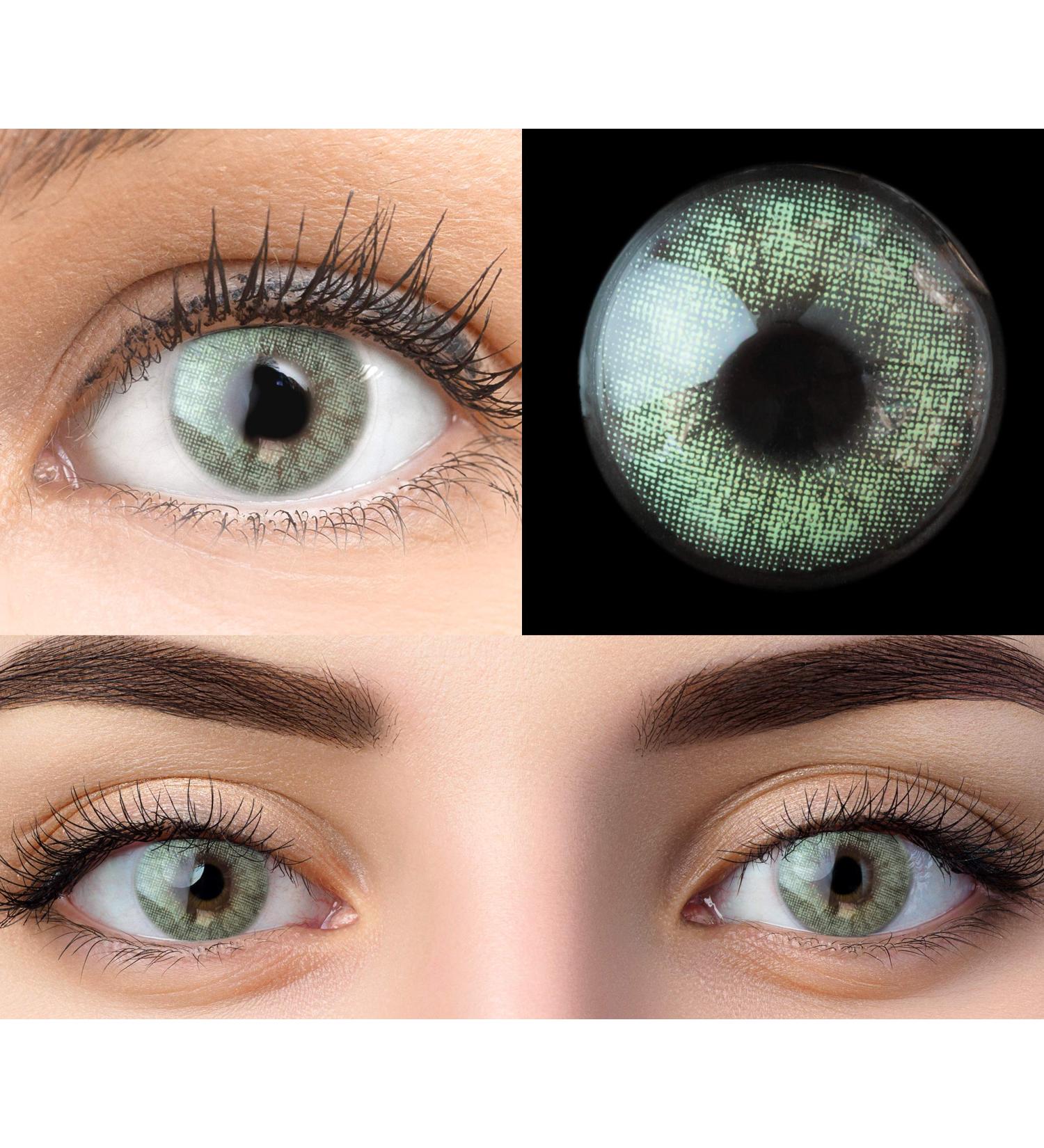 Glamlens Keira Green Contact Lenses | Natural Green Colored Silicone Hydrogel | Strong Coverage -6.00 Diopters | 1 Pair (2pcs) Dia 14.20mm - Buy Online on GoSupps.com