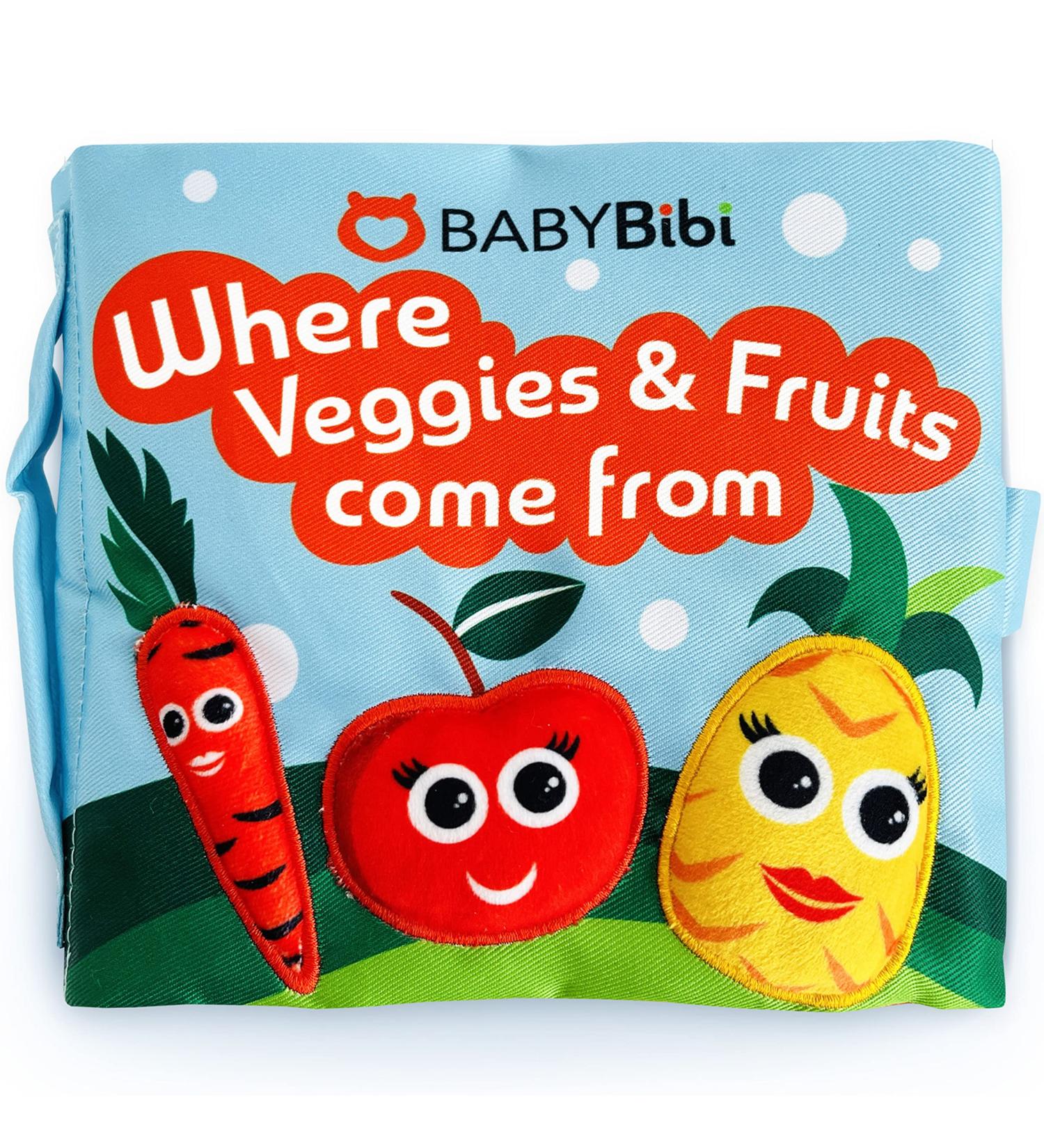 Interactive Veggies & Fruits Baby Book | Soft Teething Cloth Book for Babies 3 Months - Buy Online on GoSupps.com