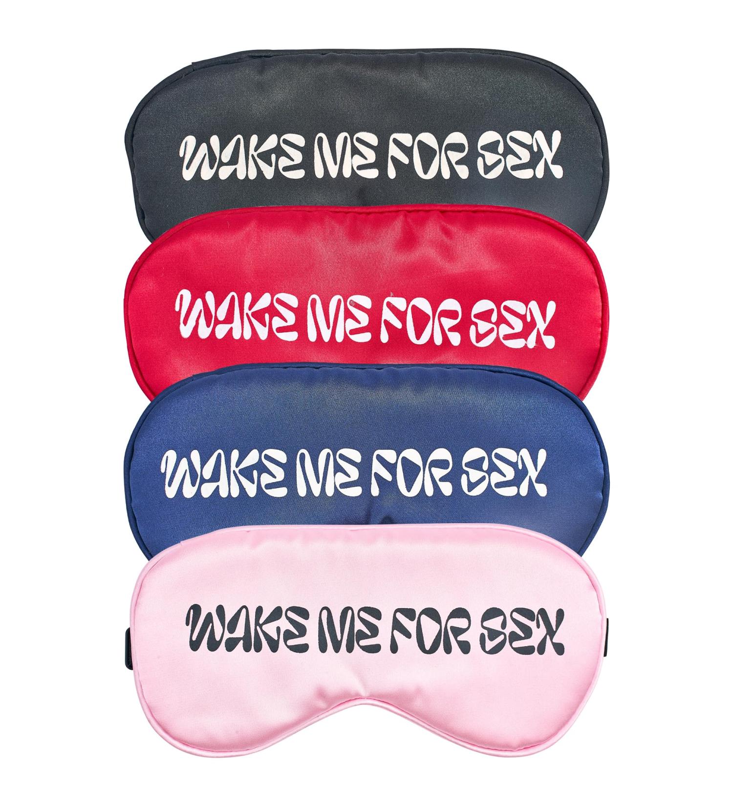 Wake Me for Sex Sleep Eye Masks - Adjustable Silk Blindfolds for Adults | 4 PCS in Black Pink Navy Red - Perfect for Play & Relaxation - Buy Online on GoSupps.com