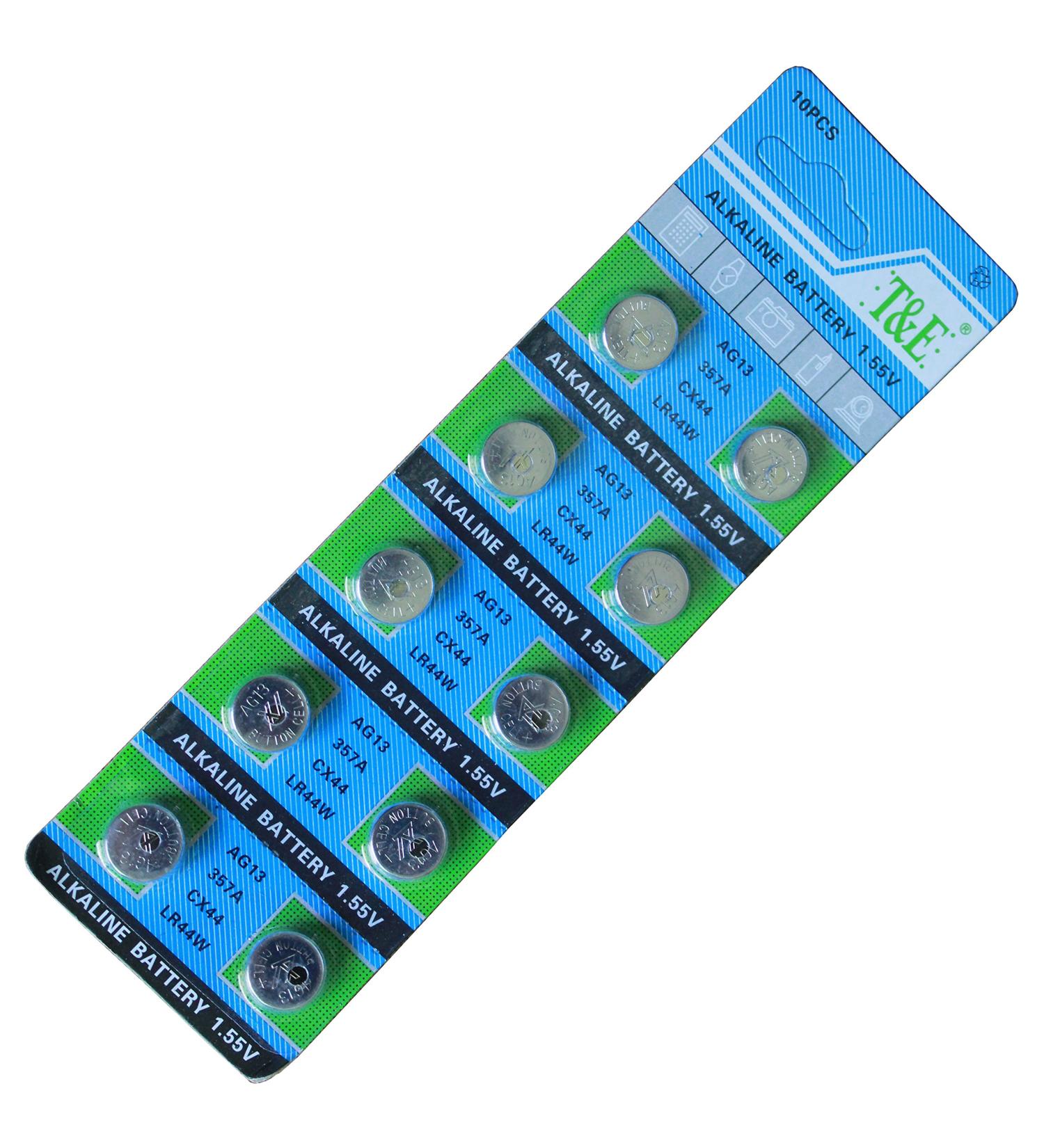 New T&E 10Pcs Ag13 Lr44 357 Sr44Sw Alkaline Battery