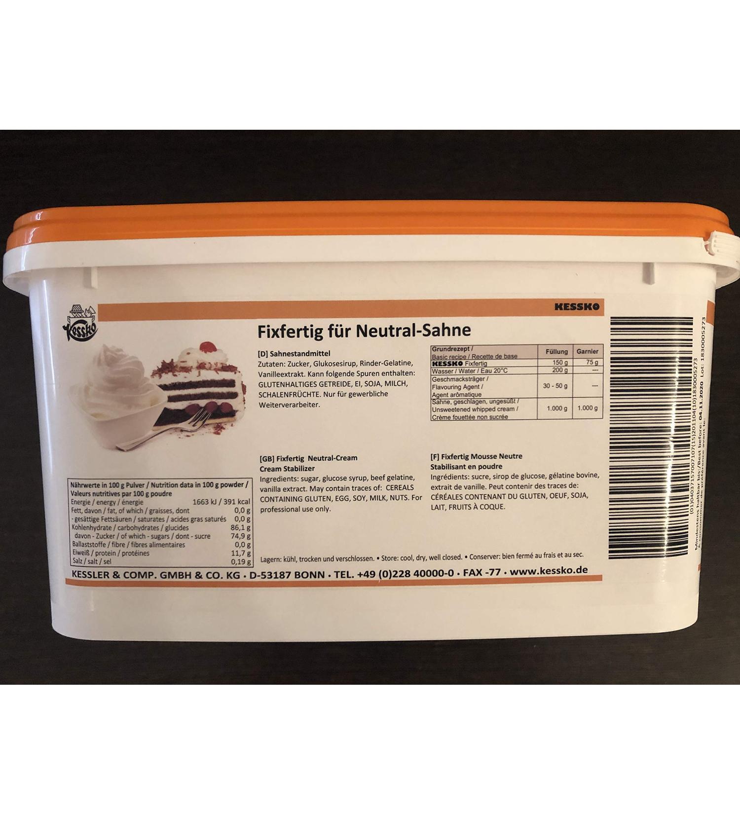 Neutral Kessko cream stock 900 g cream stand cream stiffener cream 0.9 kg (Neutral)