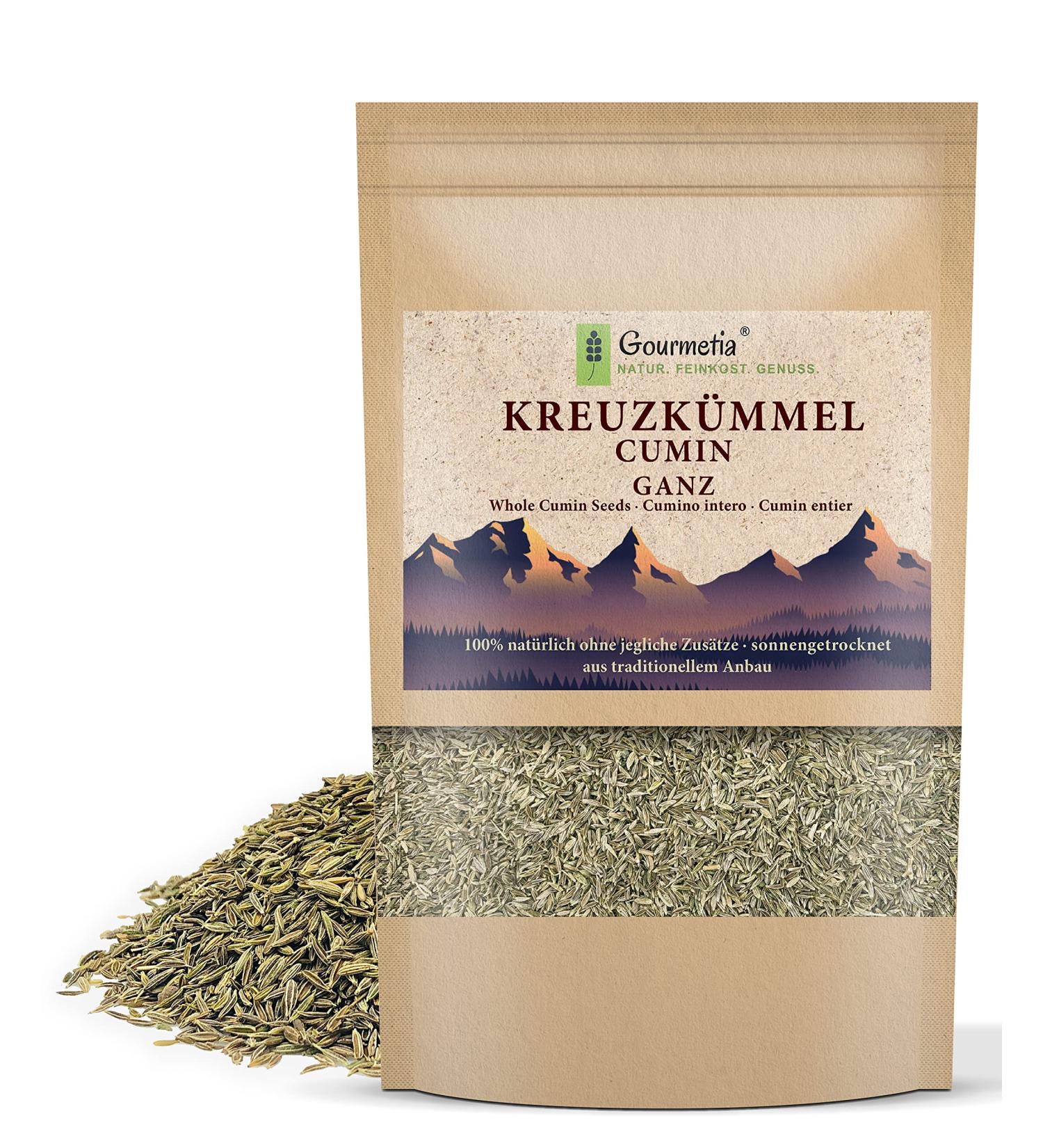 Gourmetia Cumin Whole 500g - 100% Natural Cumin Seeds for Caraway Tea | Premium Quality & Traditional Cultivation - Buy Online on GoSupps.com