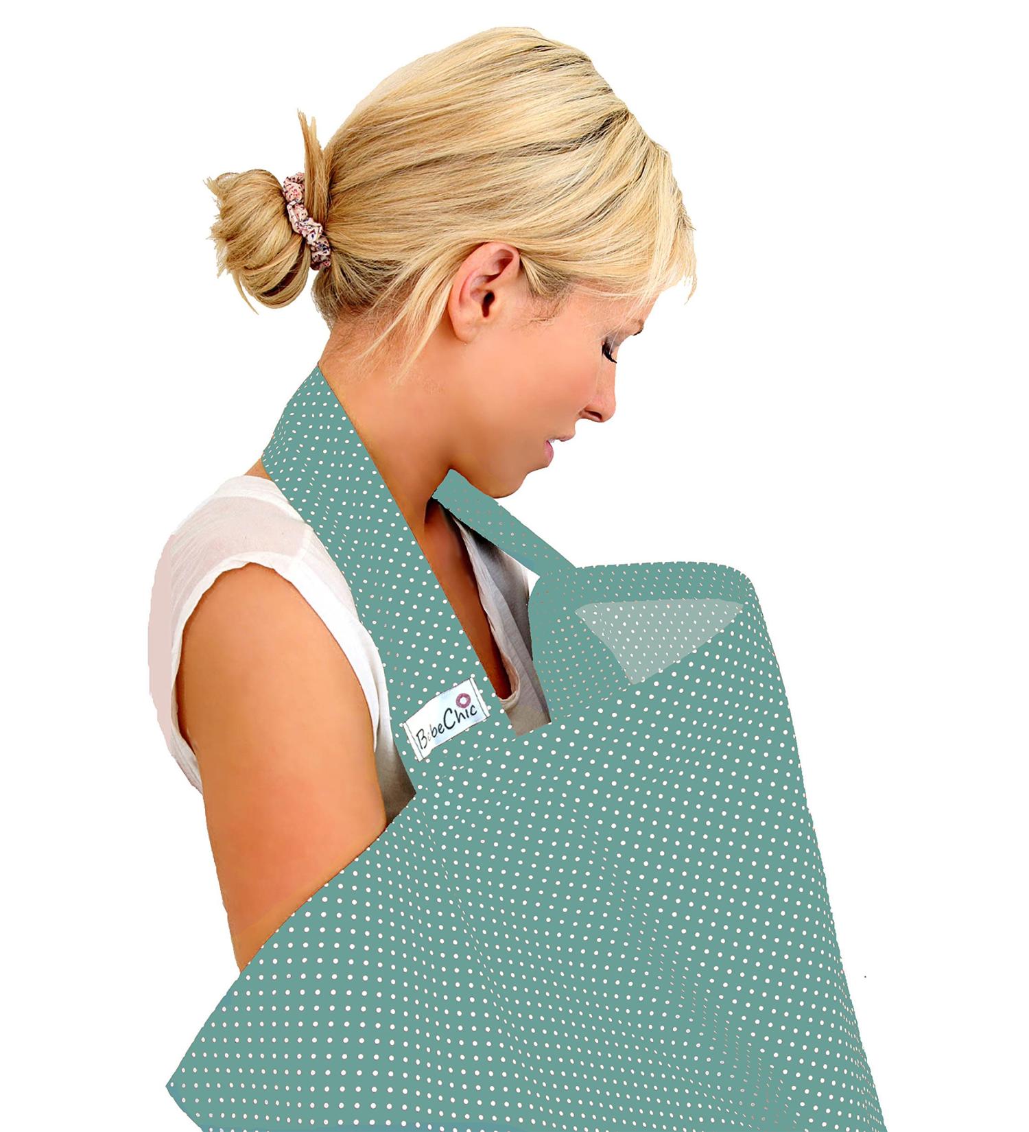 BebeChic.UK Oeko-Tex Certified 100% Cotton Breastfeeding Cover - Boned Nursing Top - Wild Thyme/White Dot - Buy Online on GoSupps.com