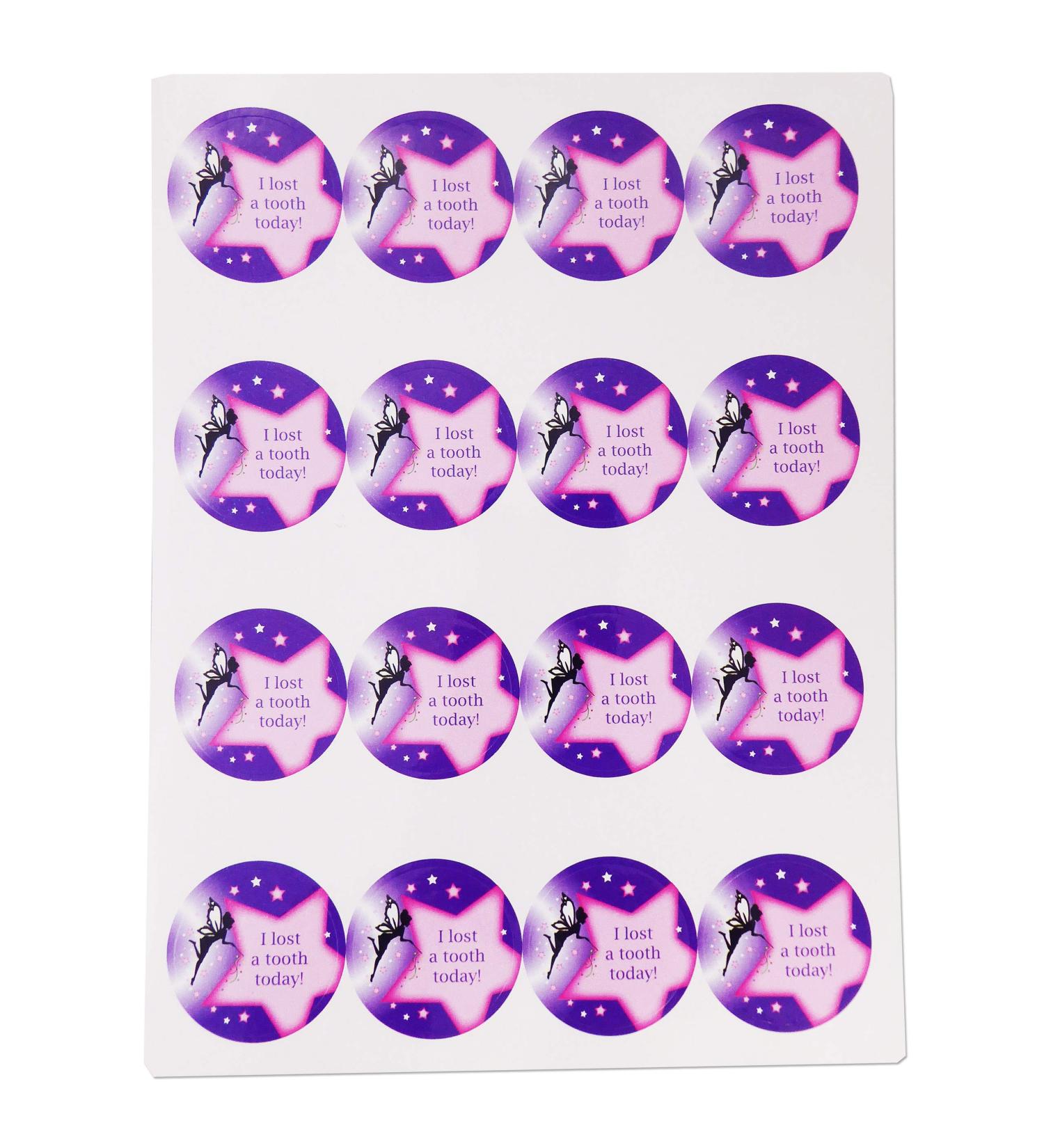 Children's Tooth Fairy Stickers (Set of 80) Reward for Girls or Boys who Lost a Tooth (Purple)