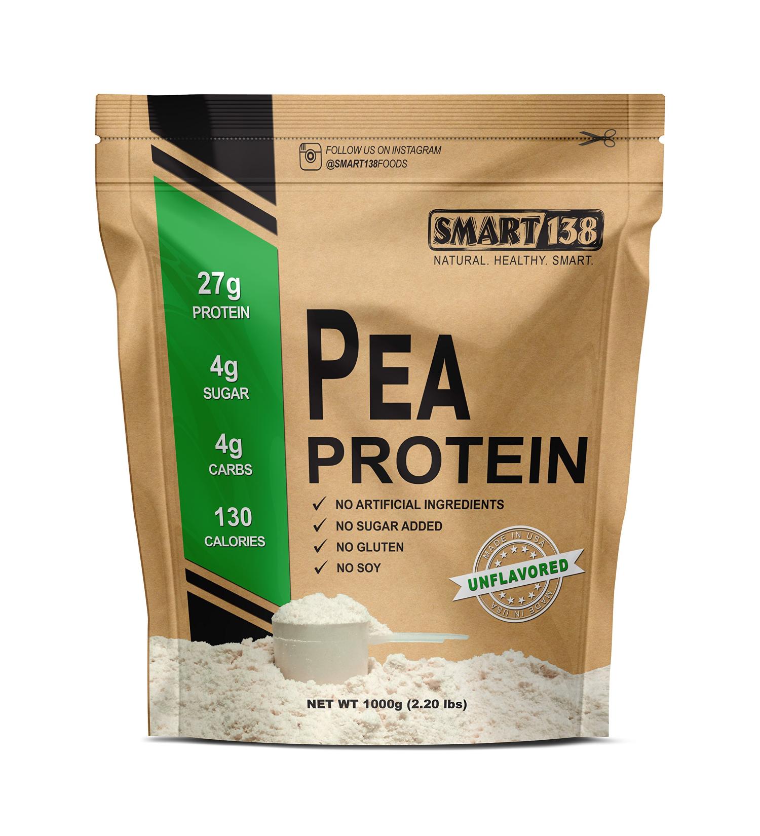 100% Pure Pea Protein Powder - Vegan, Gluten-Free, Soy-Free, Dairy-Free - Non-GMO - Keto Friendly - Natural BCAAs - 1000g/2.2lbs - Unflavored - Buy Online on GoSupps.com