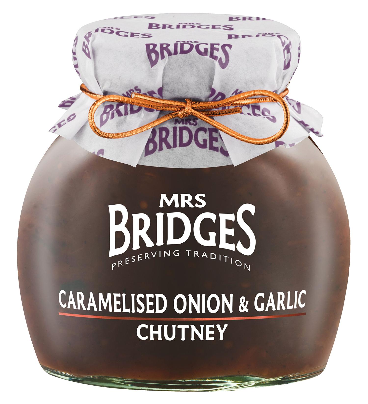 Mrs Bridges Caramelised Onion & Garlic Chutney - Sweet and Savory Condiment - Buy Online on GoSupps.com