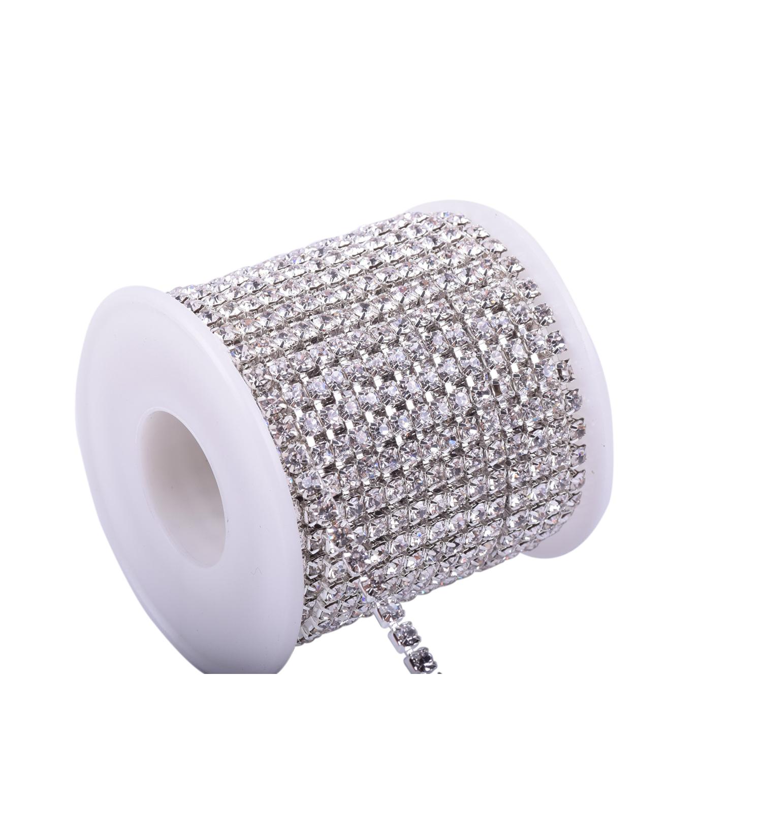 KAOYOO 10 Yards 3MM Crystal Rhinestone Diamond Chain Trim - DIY Crafts & Wedding Decoration - Silver SS12/3.0mm - Buy Online on GoSupps.com