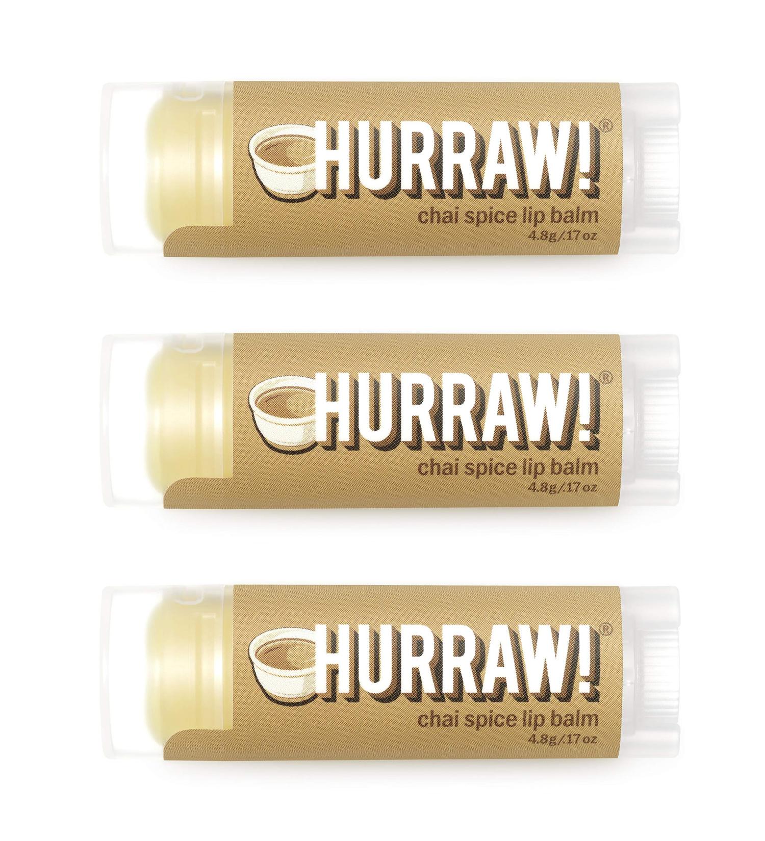 Hurraw! Chai Spice Lip Balm 3 Pack: Organic Certified Vegan Cruelty and Gluten Free. Non-GMO 100% Natural Ingredients. Bee Shea Soy and Palm Free. Made in USA - Buy Online on GoSupps.com