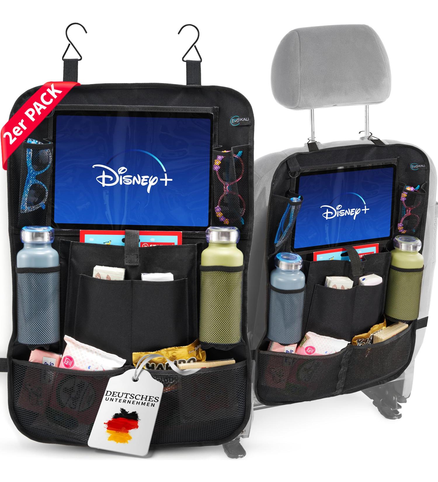 Mikali 2 Set Auto Organizer for Children - Toy & Tablet Storage Up to 12.9 Inches | Baby Travel Gadgets & Vacation Accessories | Black Backseat Saver - Buy Online on GoSupps.com