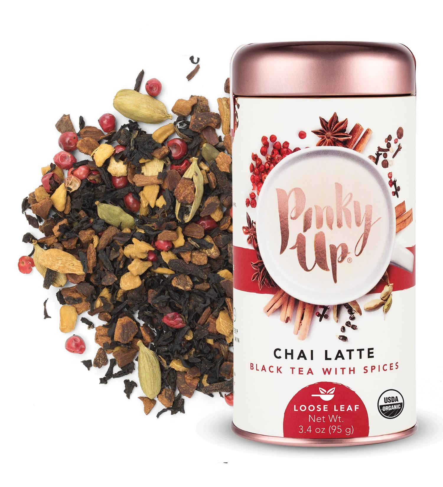 Pinky Up Chai Latte Loose Leaf Tea | Organic Black Tea, 25 Servings, 40-60mg Caffeine, Gluten-Free, 2.5oz Tin - Buy Online on GoSupps.com