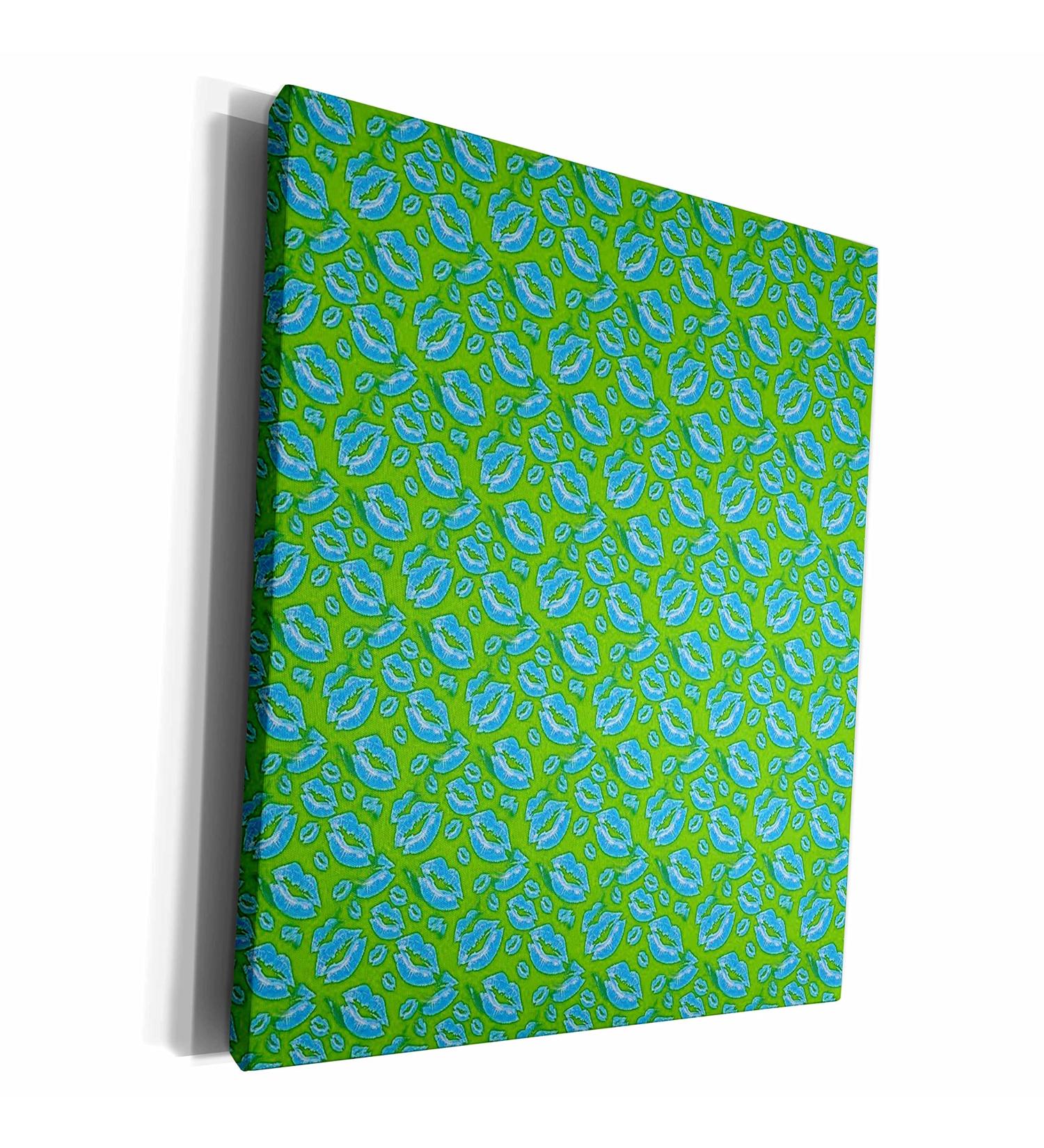 Shop 3dRose Museum Grade Canvas Wrap - Boyish Blue Lips Pattern | Lipstick Kisses Art for International Shipping - Buy Online on GoSupps.com